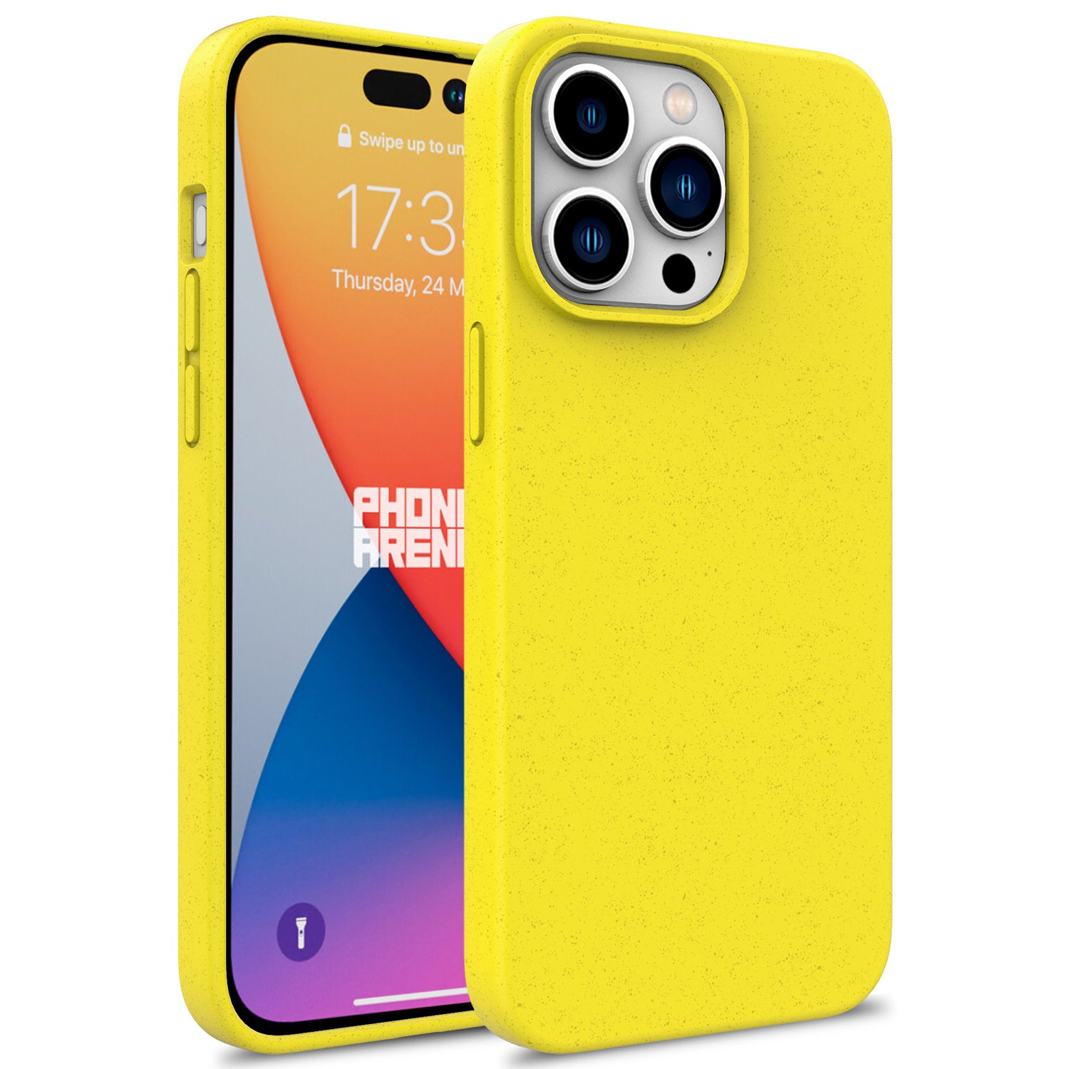 For iPhone 16 Pro Max Case Compostable Phone Cover Made of TPU and Wheat Straw - Yellow