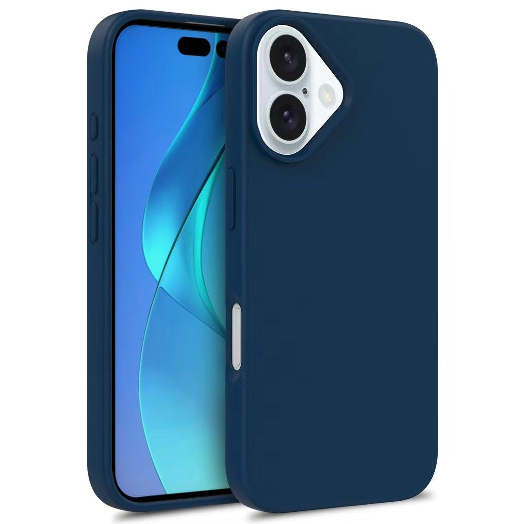 For iPhone 16 Case Biodegradable Wheat Straw TPU Phone Cover Eco Friendly Zero Waste - Dark Blue