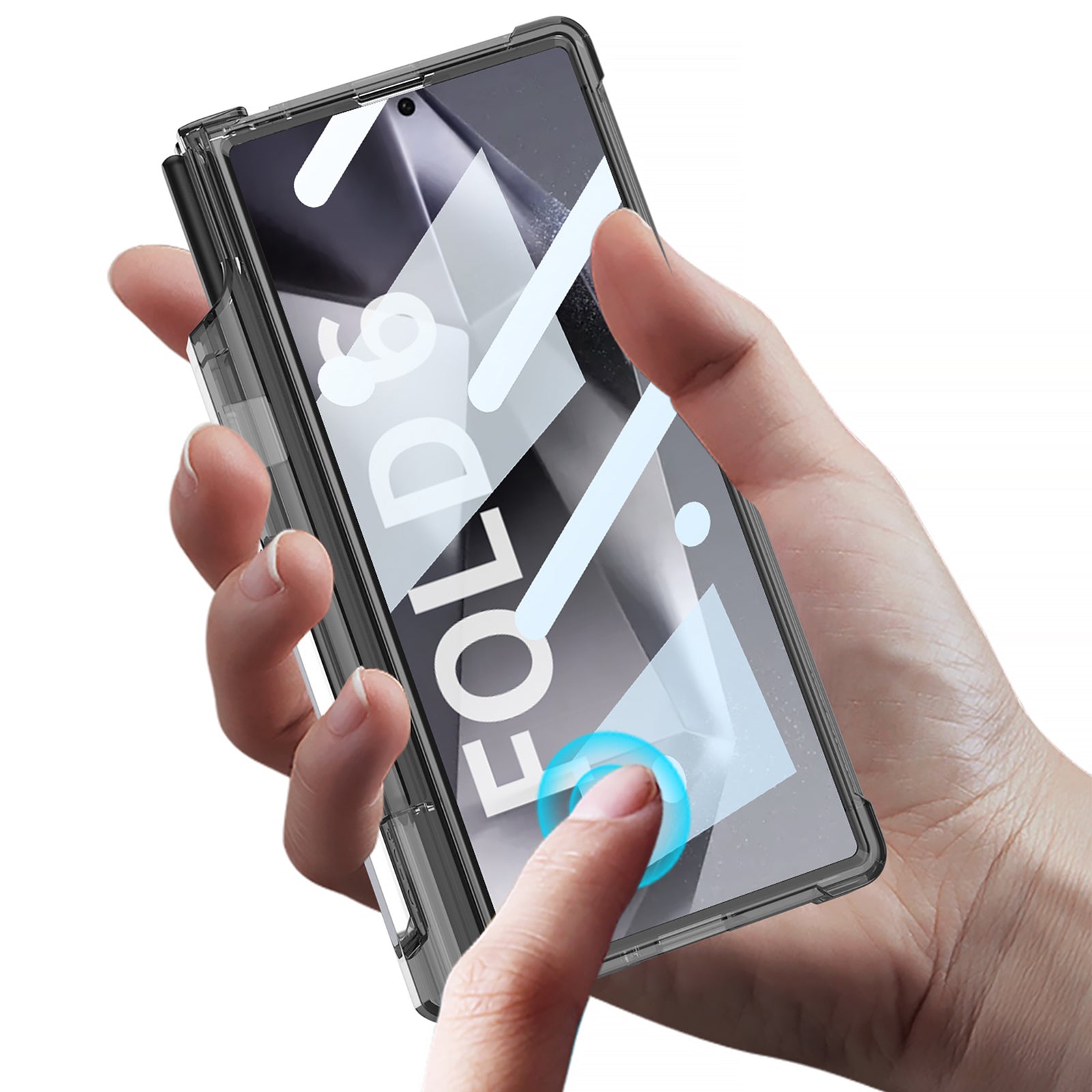 GKK For Samsung Galaxy Z Fold6 5G Case Drop-Proof Airbag Hinge PC Phone Case with Pen Slot - Transparent