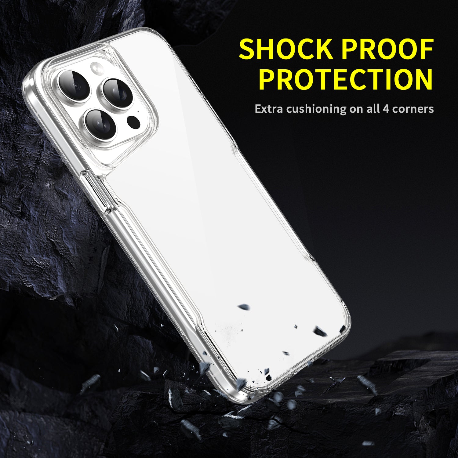 For iPhone 16 Pro Max Clear Case TPU+Acrylic Shockproof Phone Cover