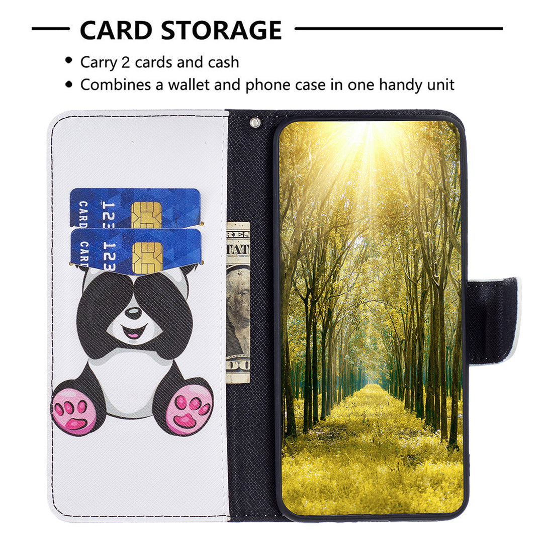 For iPhone 16 Case Pattern Printing Wallet Leather Flip Phone Cover - Panda