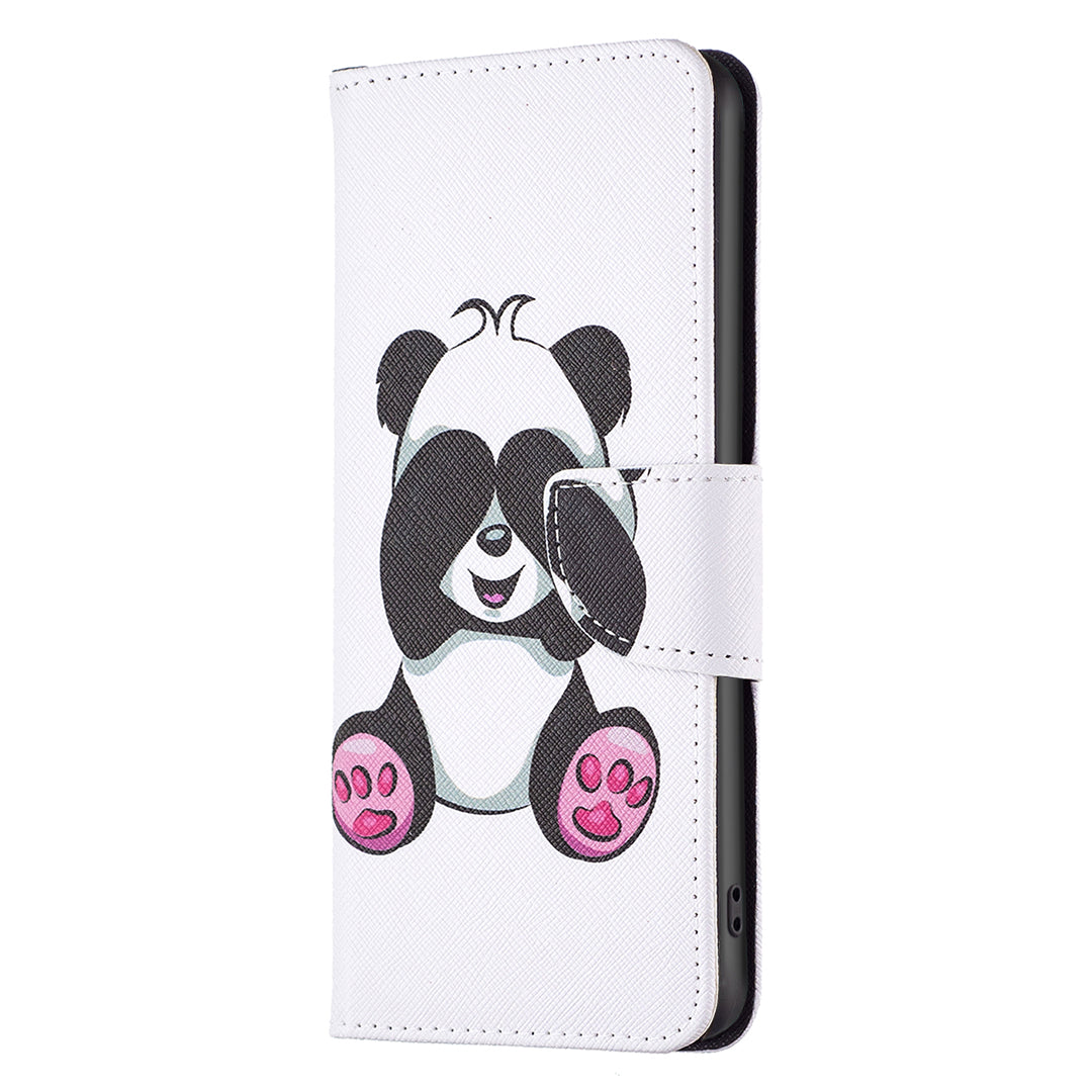 For iPhone 16 Case Pattern Printing Wallet Leather Flip Phone Cover - Panda