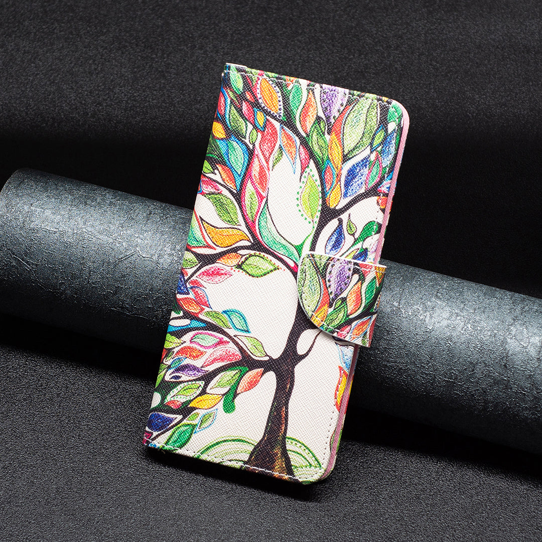 For iPhone 16 Plus Leather Case Pattern Printing Wallet Stand Anti-fall Phone Cover - Life Tree