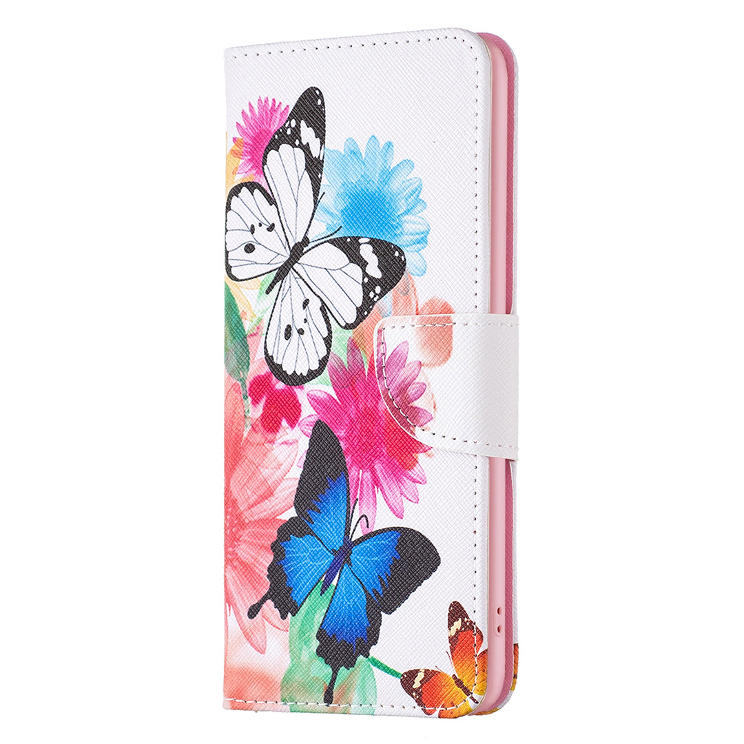 For iPhone 16 Plus Leather Case Pattern Printing Wallet Stand Anti-fall Phone Cover - Two Butterflies