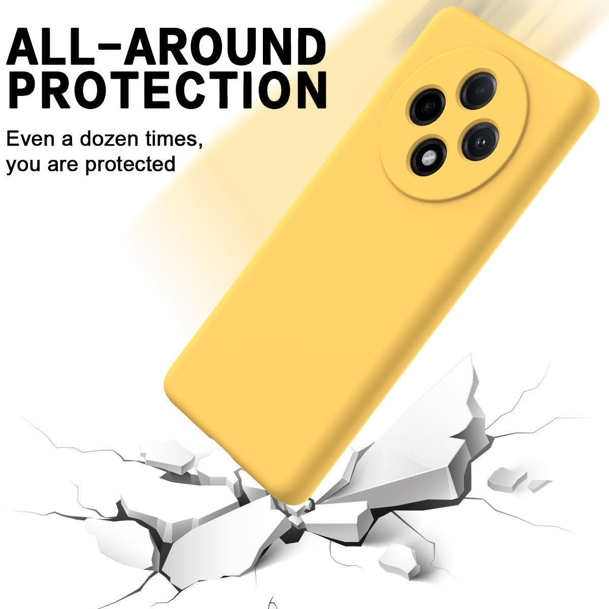 For Oppo F27 Pro 5G / F27 Pro+ 5G Case Liquid Silicone Phone Cover with Wrist Strap - Yellow