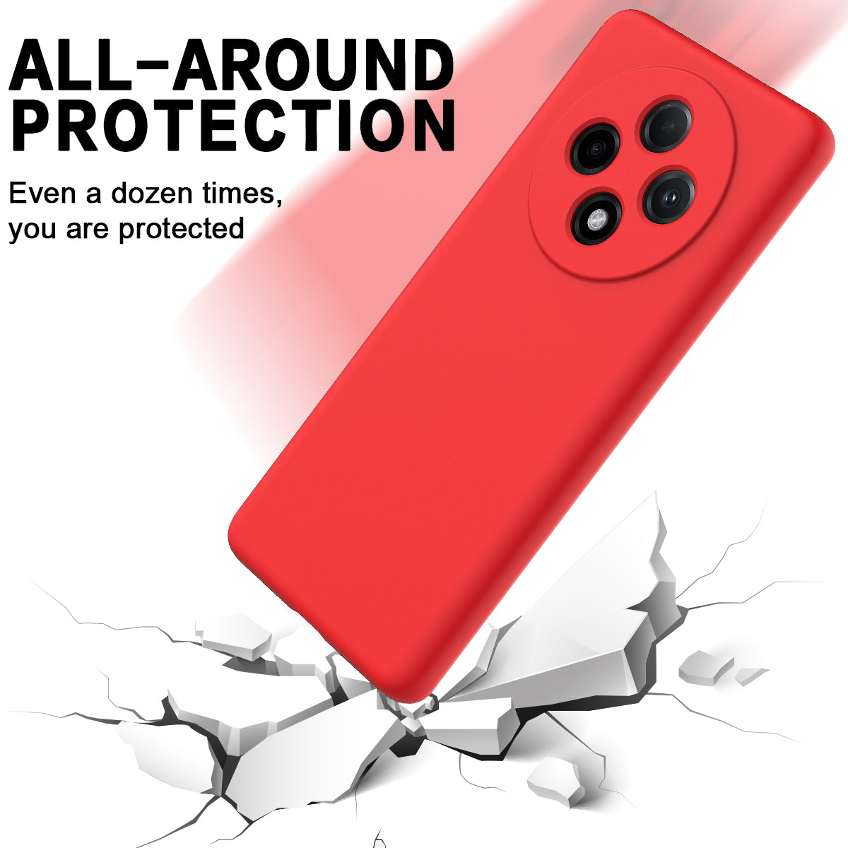 For Oppo F27 Pro 5G / F27 Pro+ 5G Case Liquid Silicone Phone Cover with Wrist Strap - Red