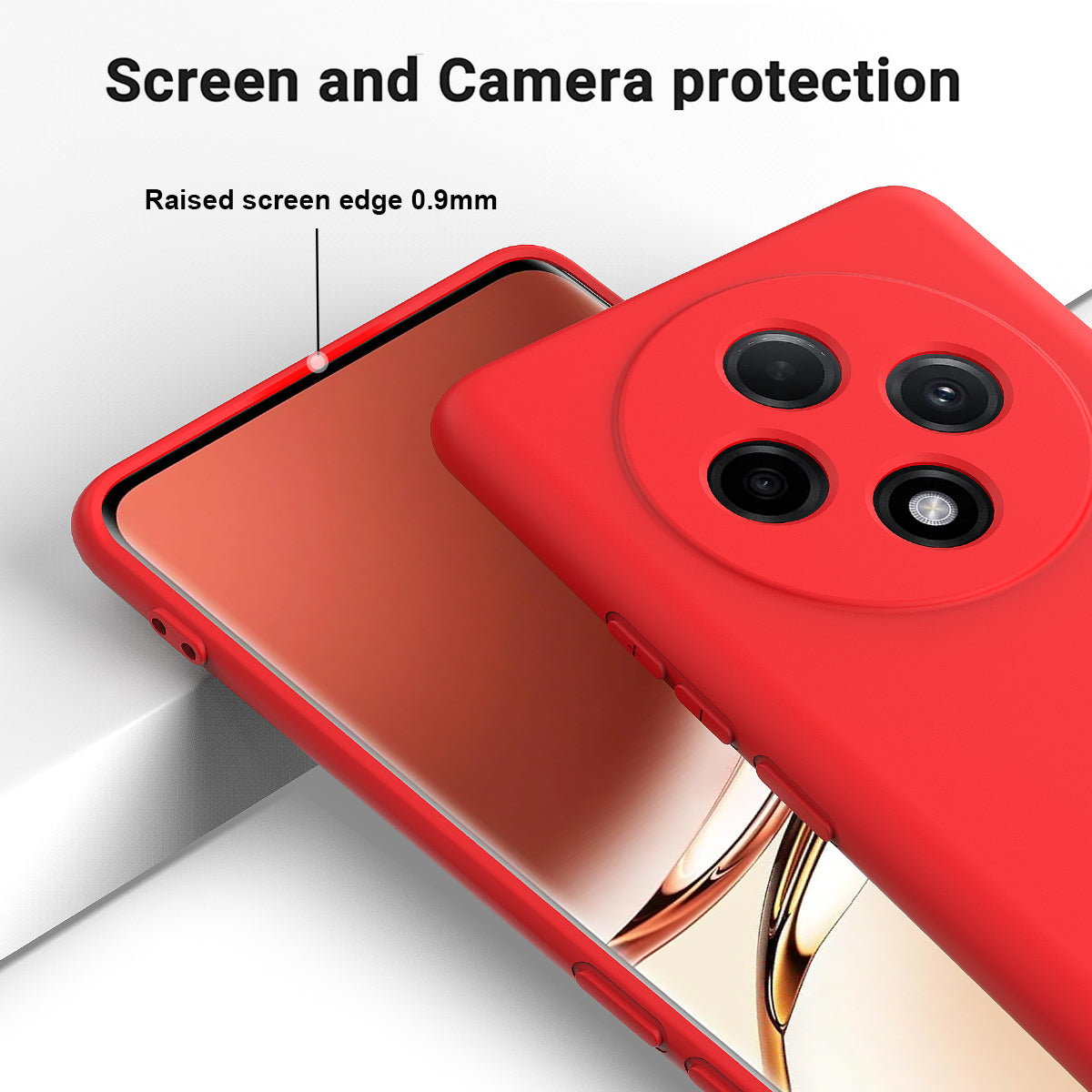 For Oppo F27 Pro 5G / F27 Pro+ 5G Case Liquid Silicone Phone Cover with Wrist Strap - Red