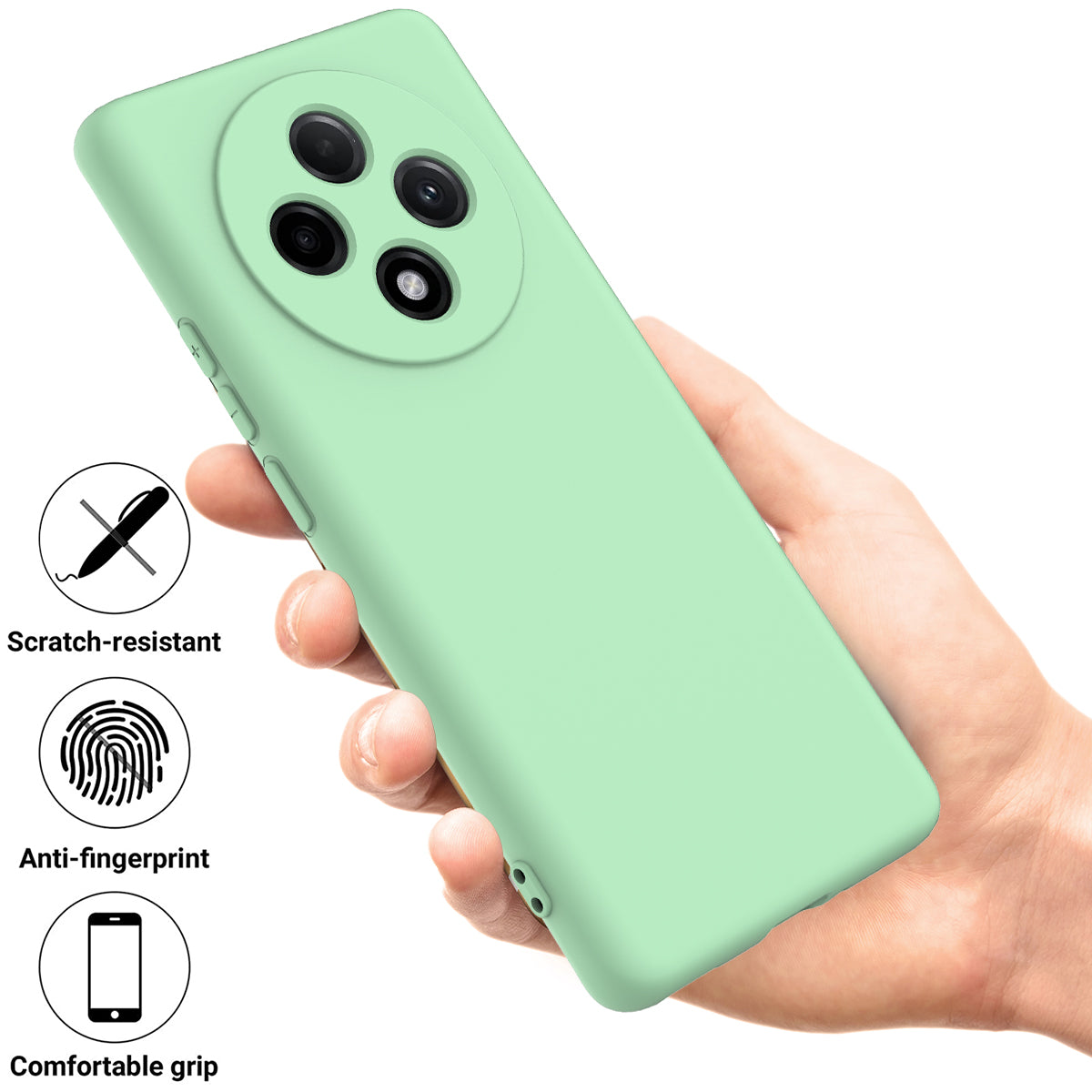 For Oppo F27 Pro 5G / F27 Pro+ 5G Case Liquid Silicone Phone Cover with Wrist Strap - Green