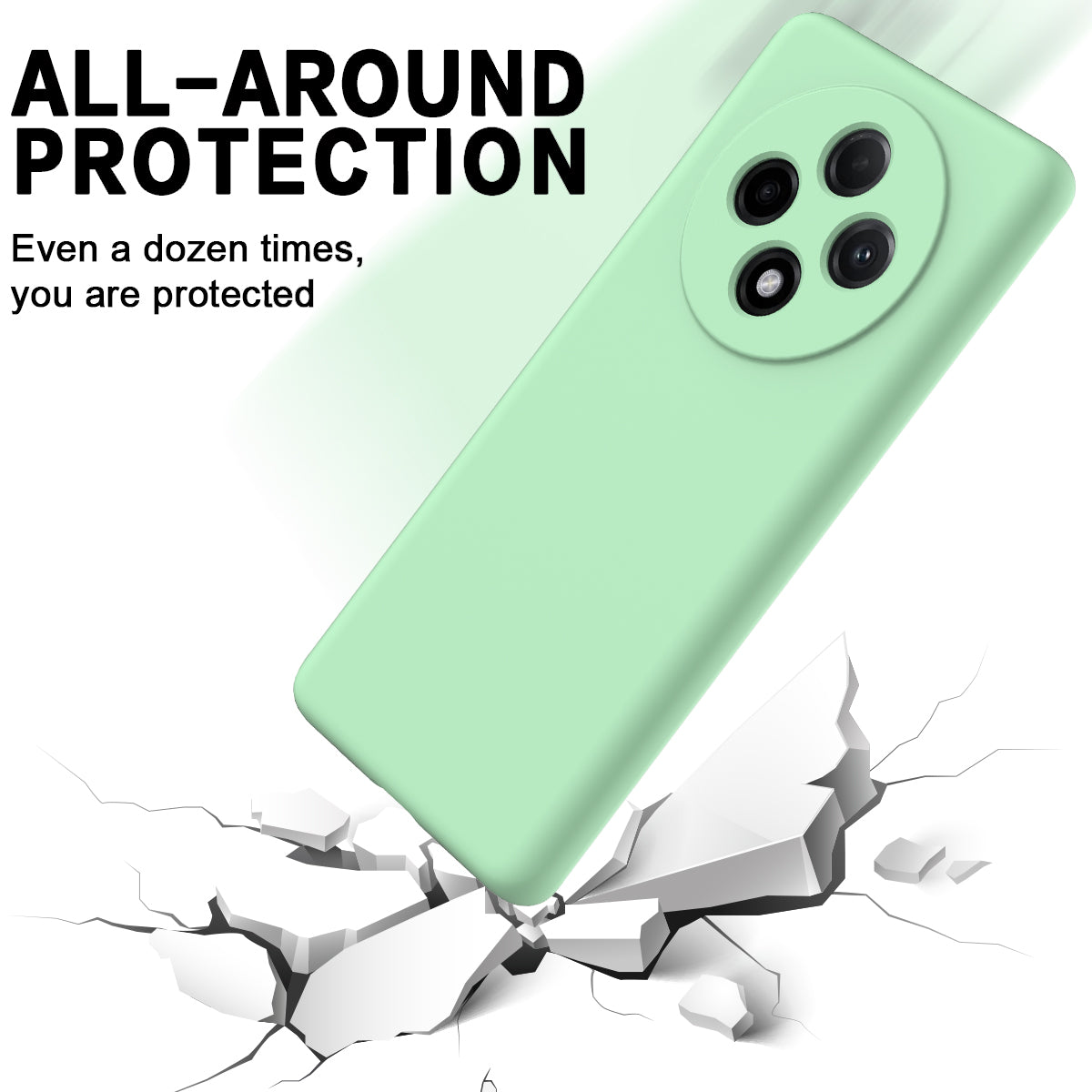 For Oppo F27 Pro 5G / F27 Pro+ 5G Case Liquid Silicone Phone Cover with Wrist Strap - Green