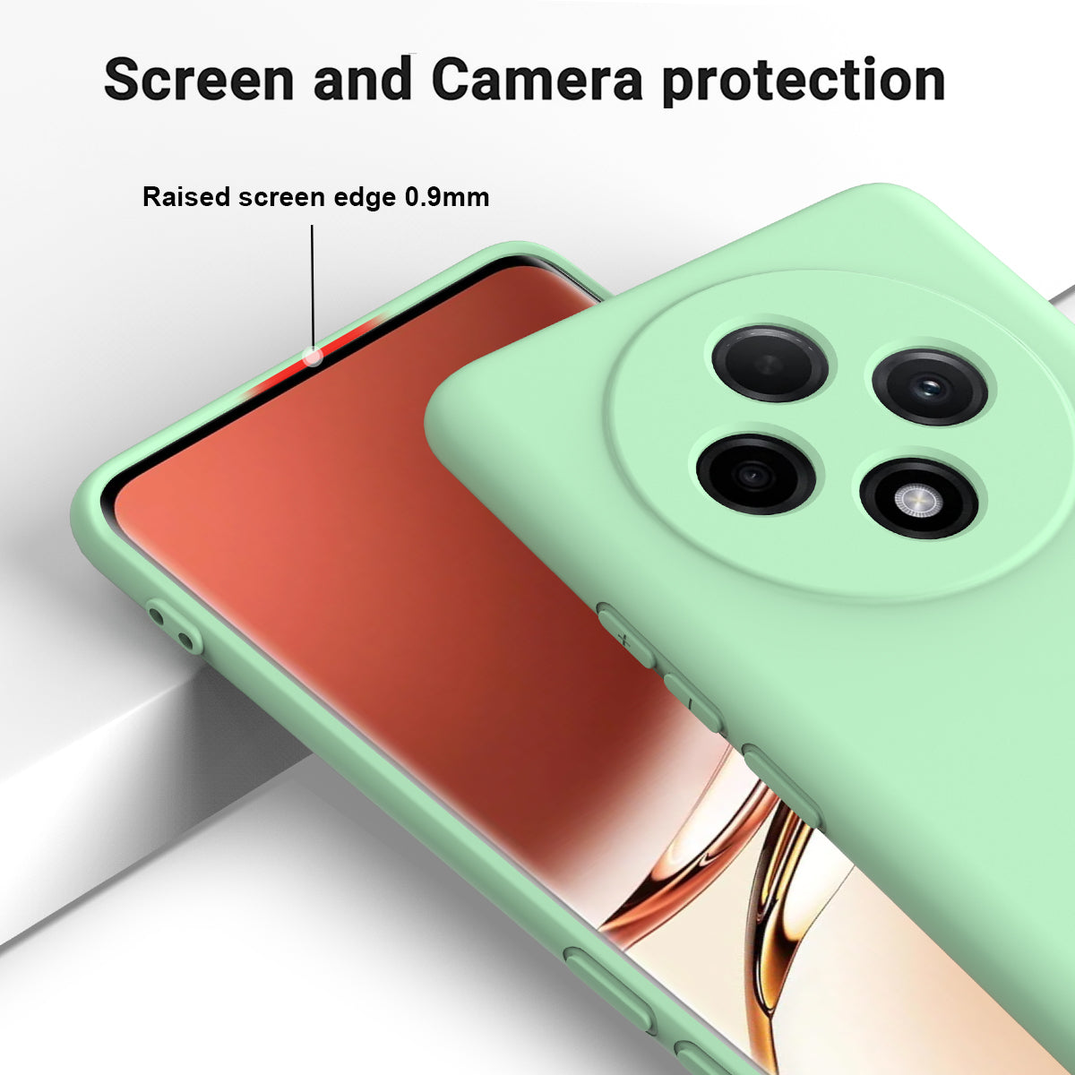 For Oppo F27 Pro 5G / F27 Pro+ 5G Case Liquid Silicone Phone Cover with Wrist Strap - Green