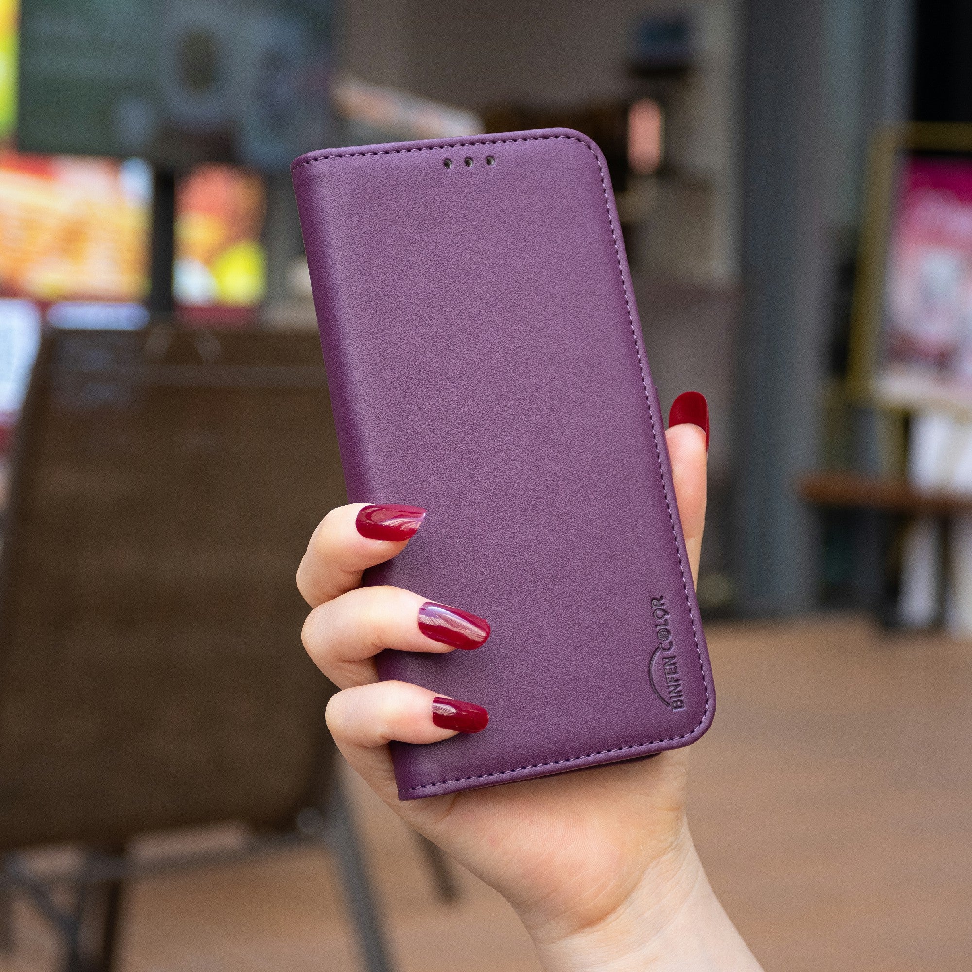 BINFEN COLOR BF31 For iPhone 16 Plus Wholesale Phone Case PU Leather Phone Stand Wallet Cover - Dark Purple