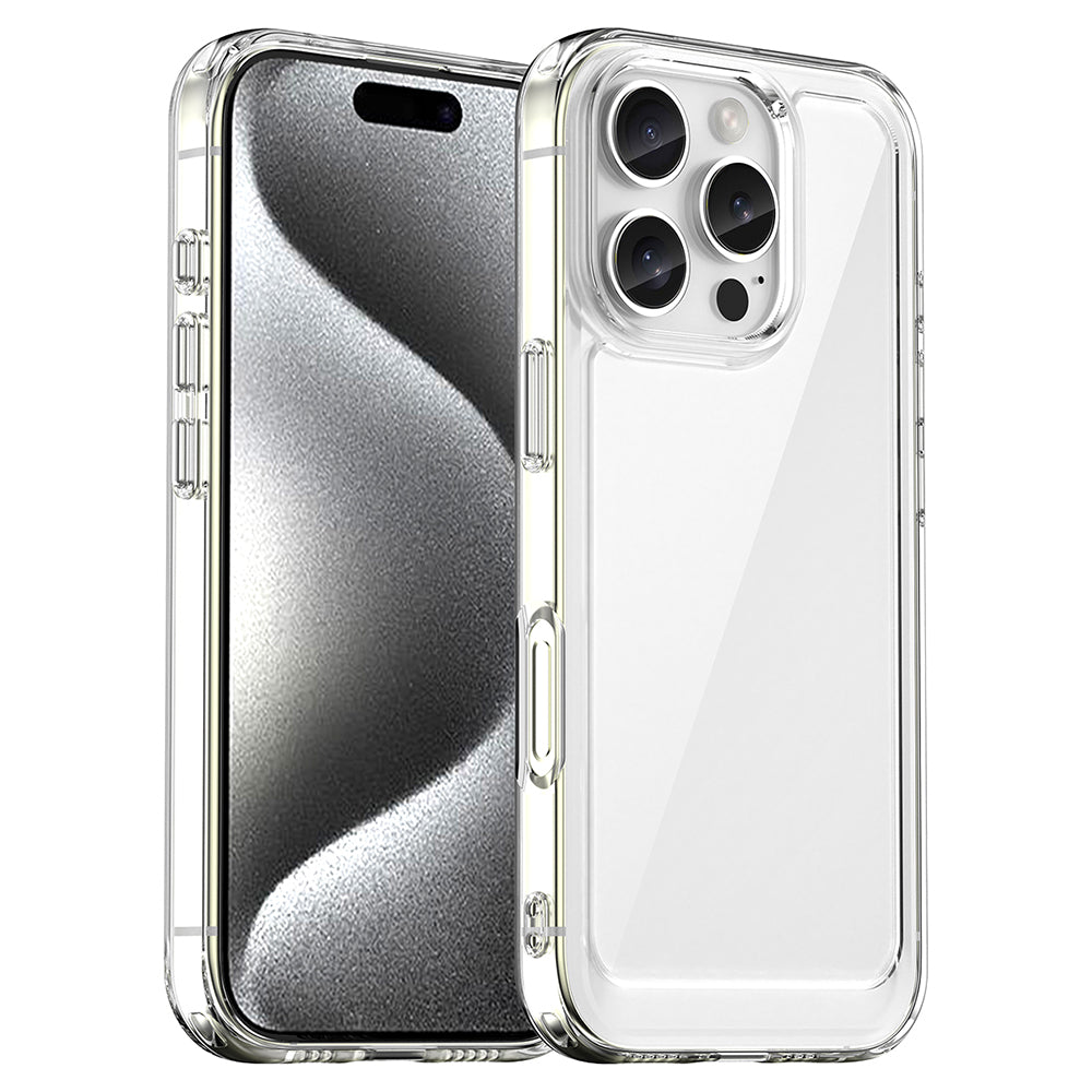 For iPhone 16 Pro Max Case TPU + Acrylic Clear Back Cover (Big Rear Lens Hole)