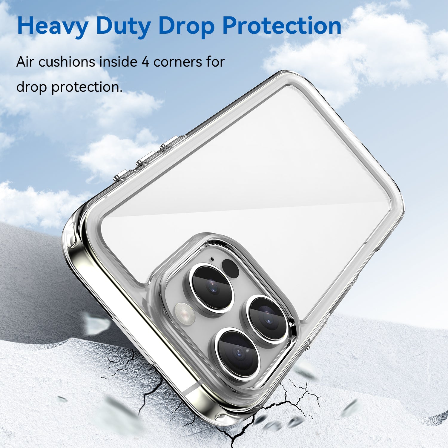 For iPhone 16 Pro Max Case TPU + Acrylic Clear Back Cover (Big Rear Lens Hole)