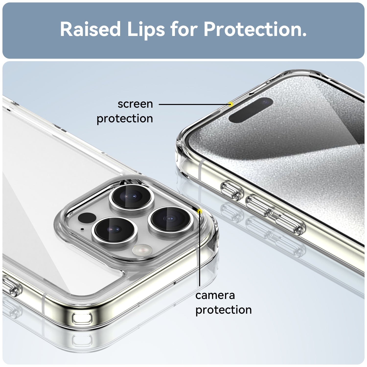 For iPhone 16 Pro Max Case TPU + Acrylic Clear Back Cover (Big Rear Lens Hole)