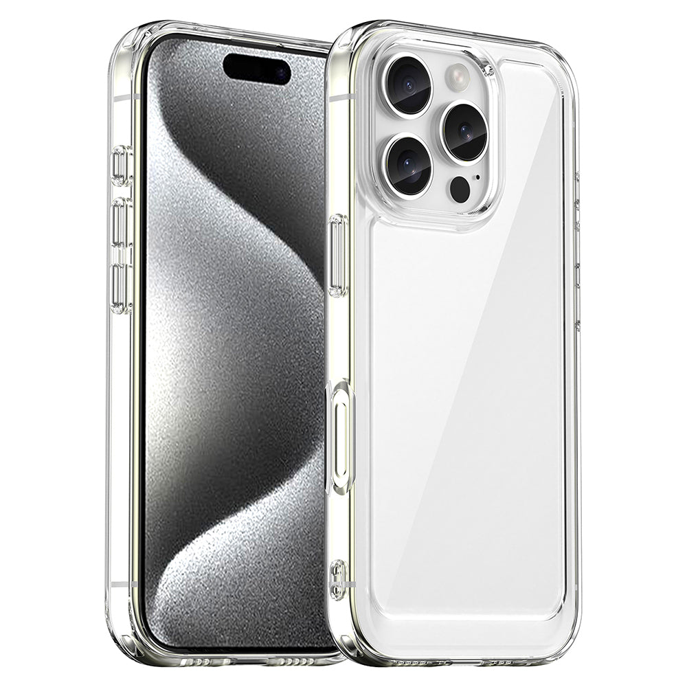 For iPhone 16 Pro Clear Case TPU + Acrylic Back Cover (Big Rear Lens Hole)