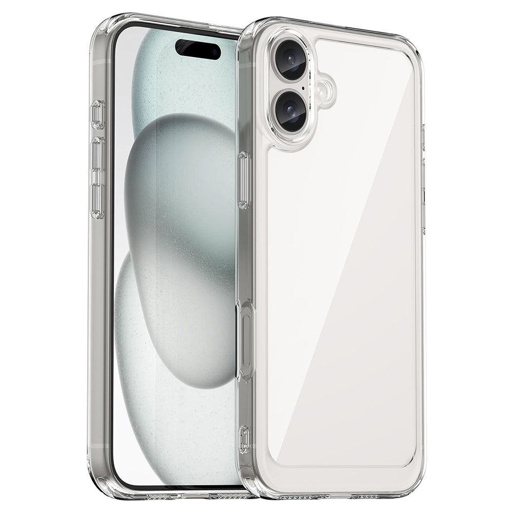 For iPhone 16 Plus Case TPU + Acrylic Clear Phone Cover (Big Rear Lens Hole)