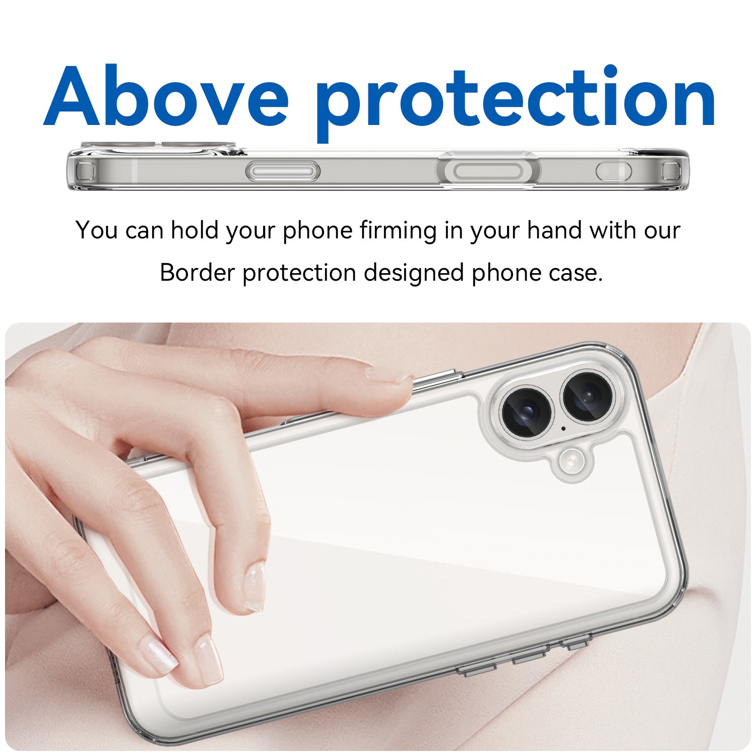 For iPhone 16 Plus Case TPU + Acrylic Clear Phone Cover (Big Rear Lens Hole)