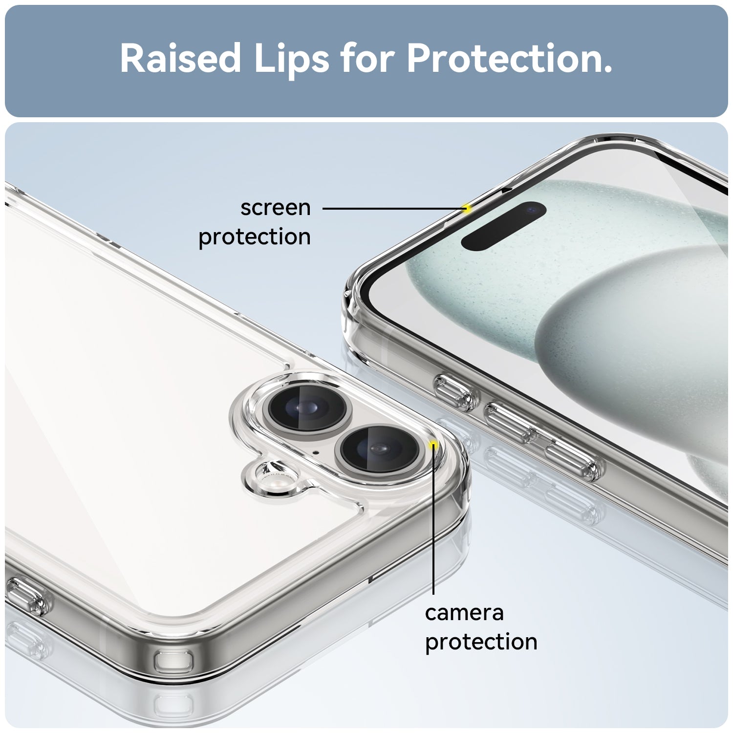 For iPhone 16 Plus Case TPU + Acrylic Clear Phone Cover (Big Rear Lens Hole)