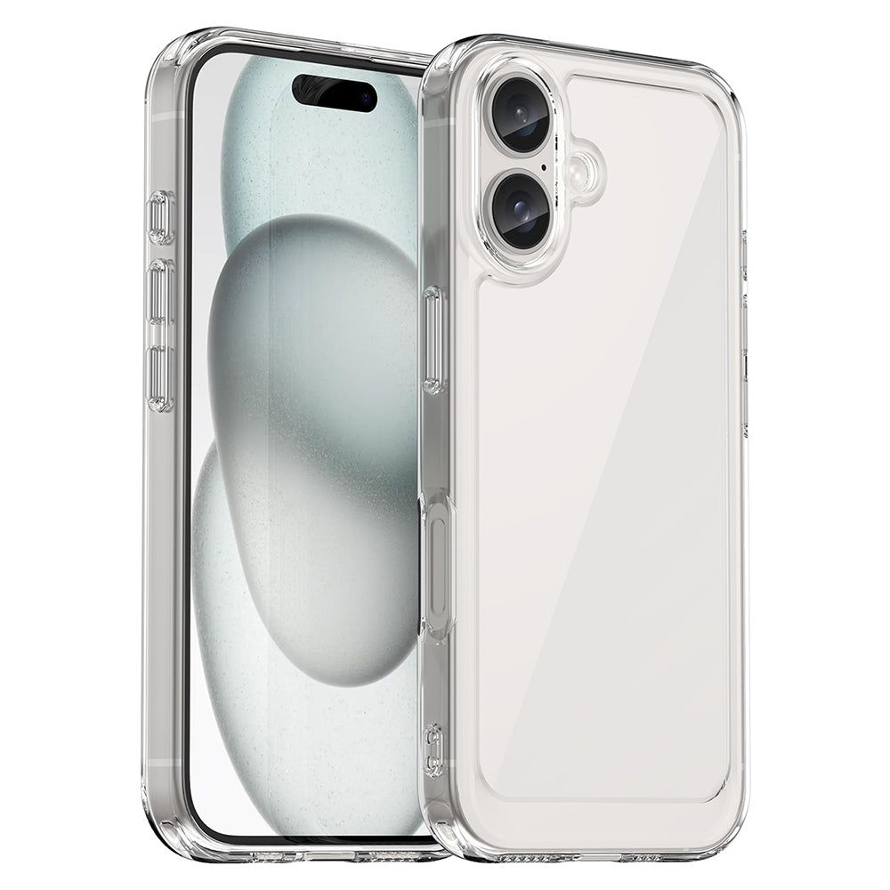 For iPhone 16 Clear Case TPU + Acrylic Slim Phone Cover (Big Rear Lens Hole)