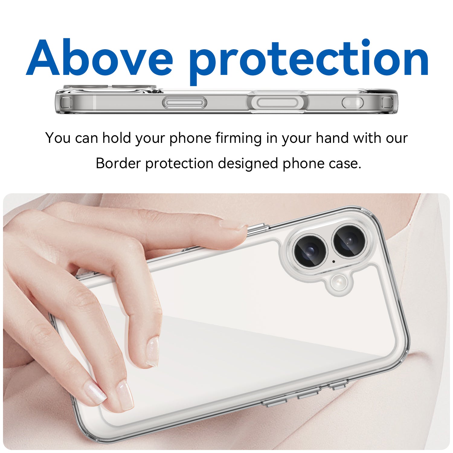 For iPhone 16 Clear Case TPU + Acrylic Slim Phone Cover (Big Rear Lens Hole)