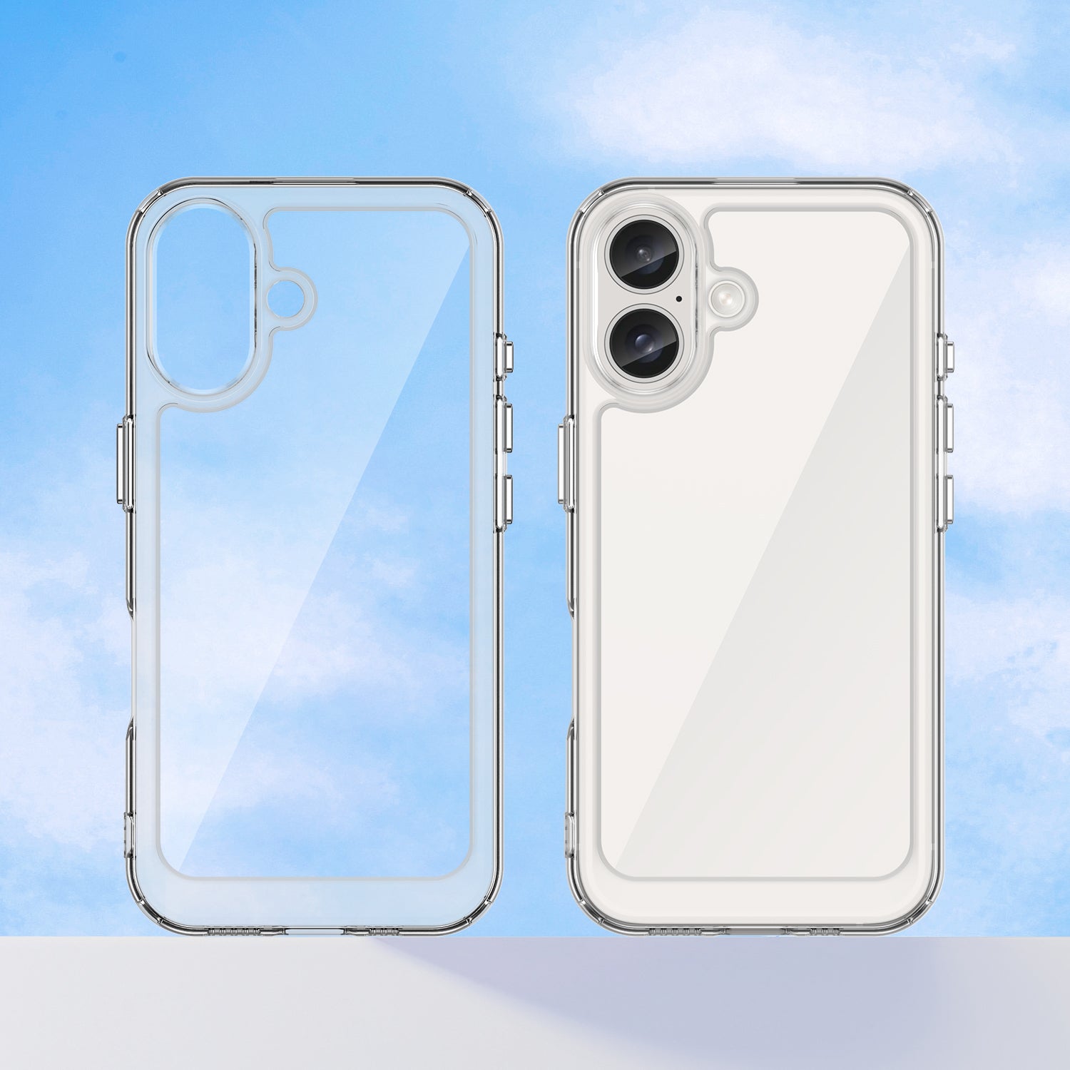 For iPhone 16 Clear Case TPU + Acrylic Slim Phone Cover (Big Rear Lens Hole)