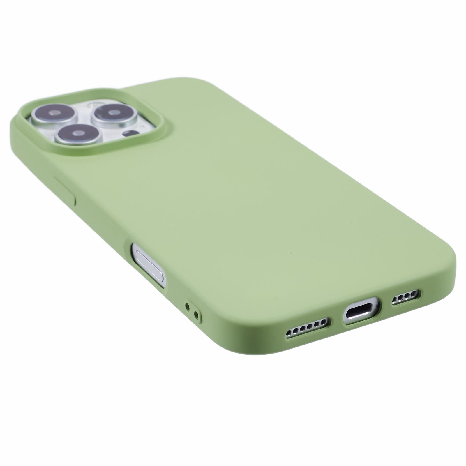 For iPhone 16 Pro Max TPU Case Shockproof Soft TPU Fiber Lining Phone Cover - Matcha Green