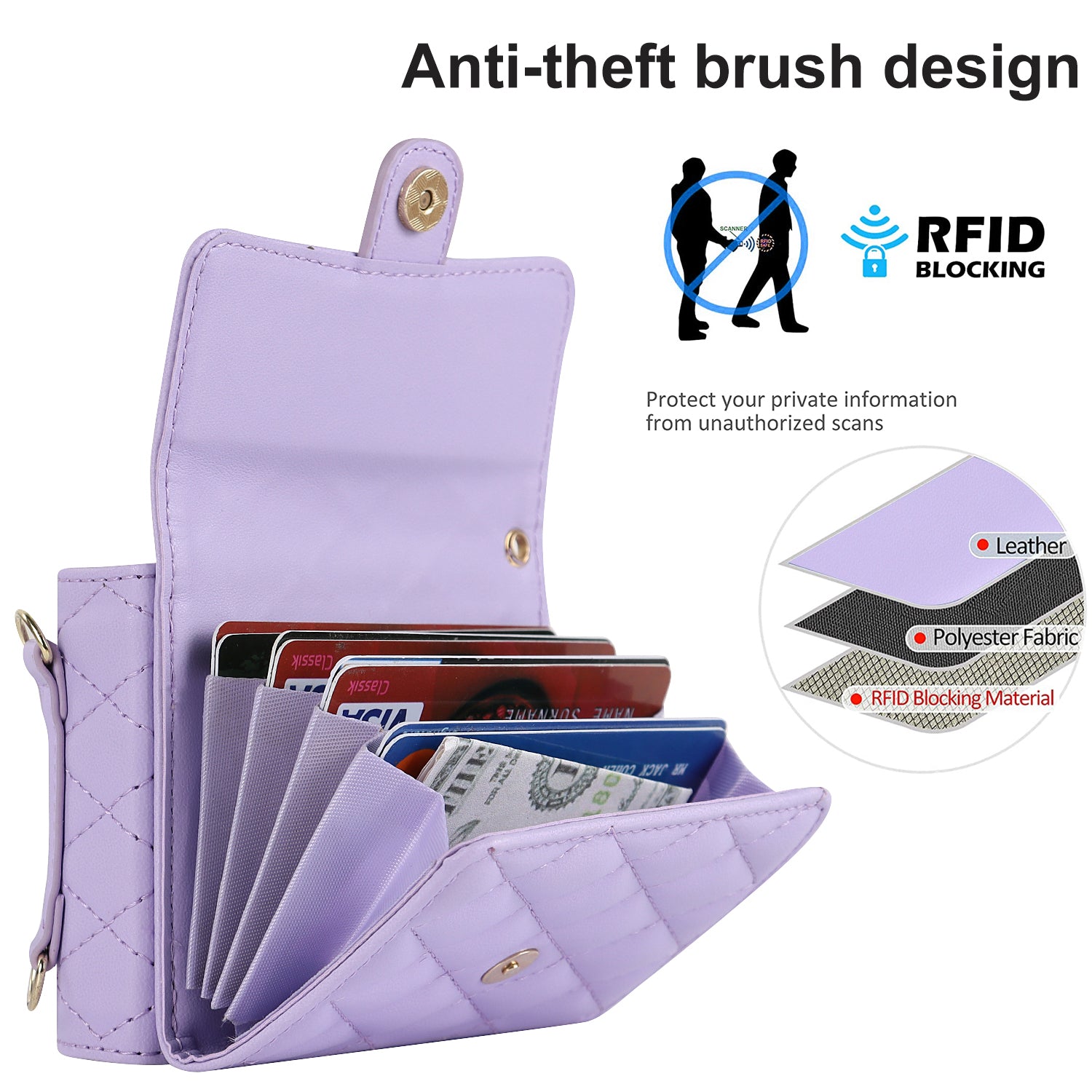 ZD 03 for Samsung Galaxy Z Flip6 5G Case Bag Design PU Leather Crossbody Phone Cover RFID Blocking - Purple