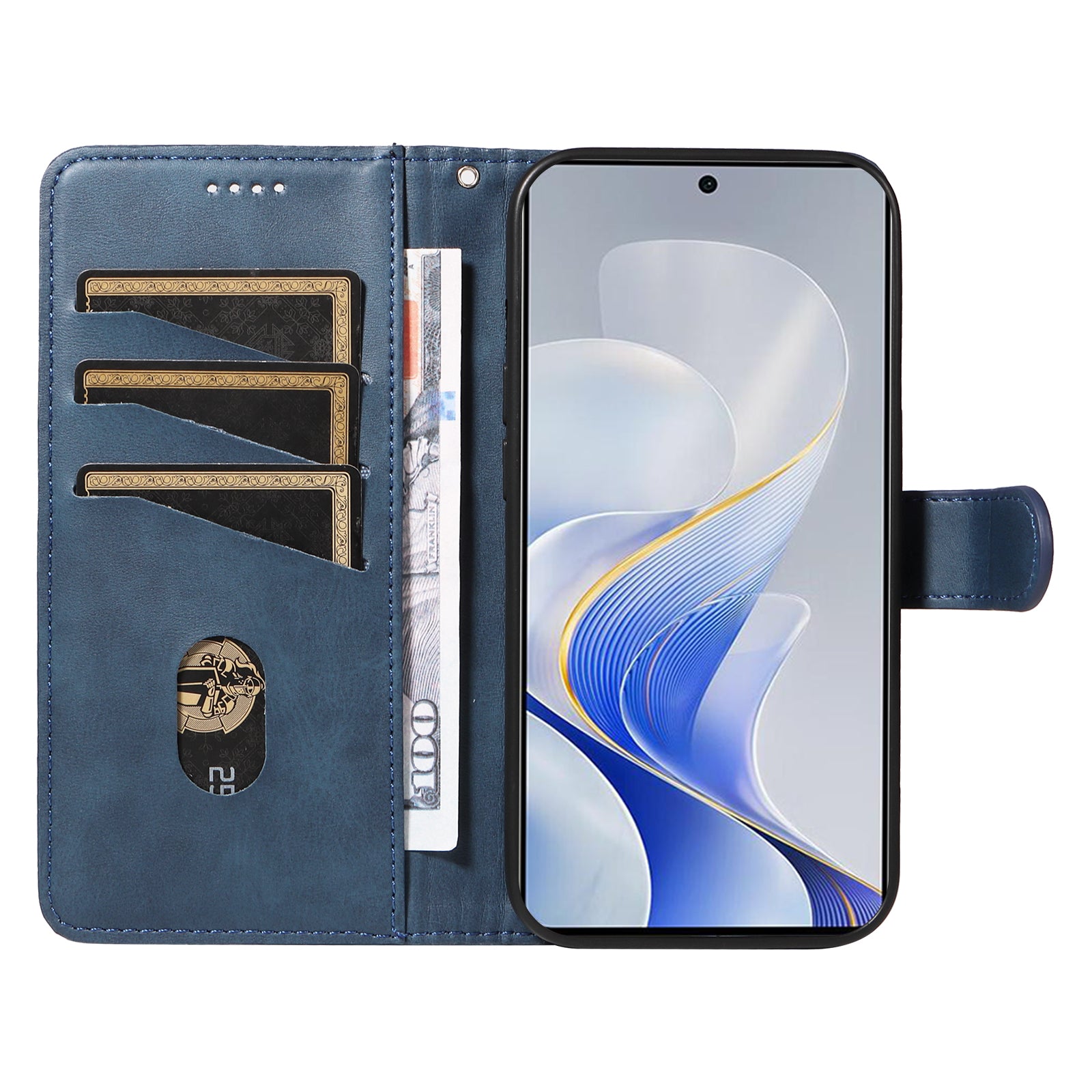 For vivo S19 5G / V40 5G Case Lines Imprint PU Leather Wallet Phone Cover - Blue