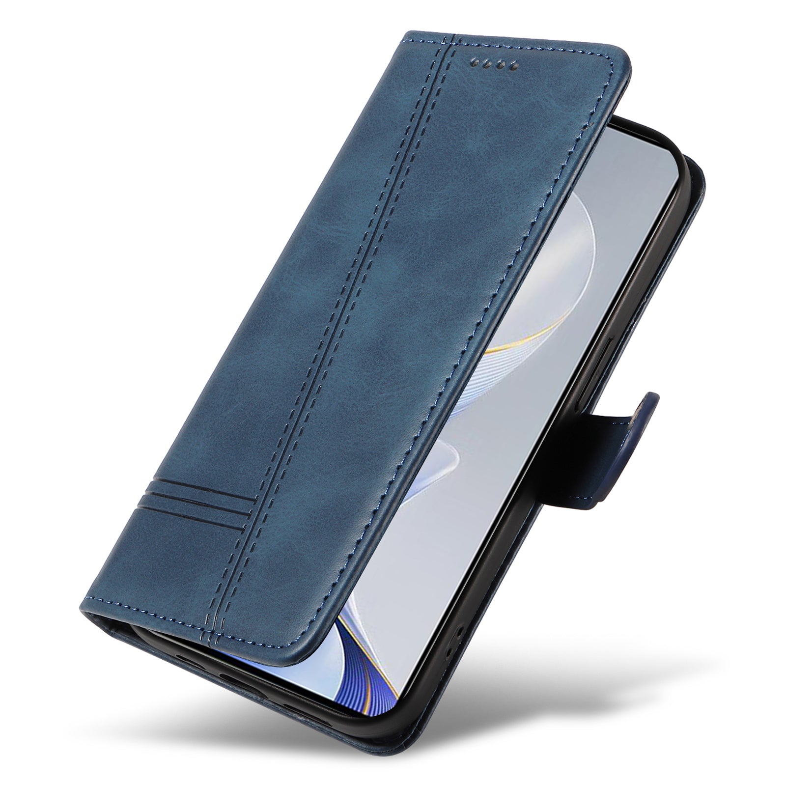 For vivo S19 5G / V40 5G Case Lines Imprint PU Leather Wallet Phone Cover - Blue