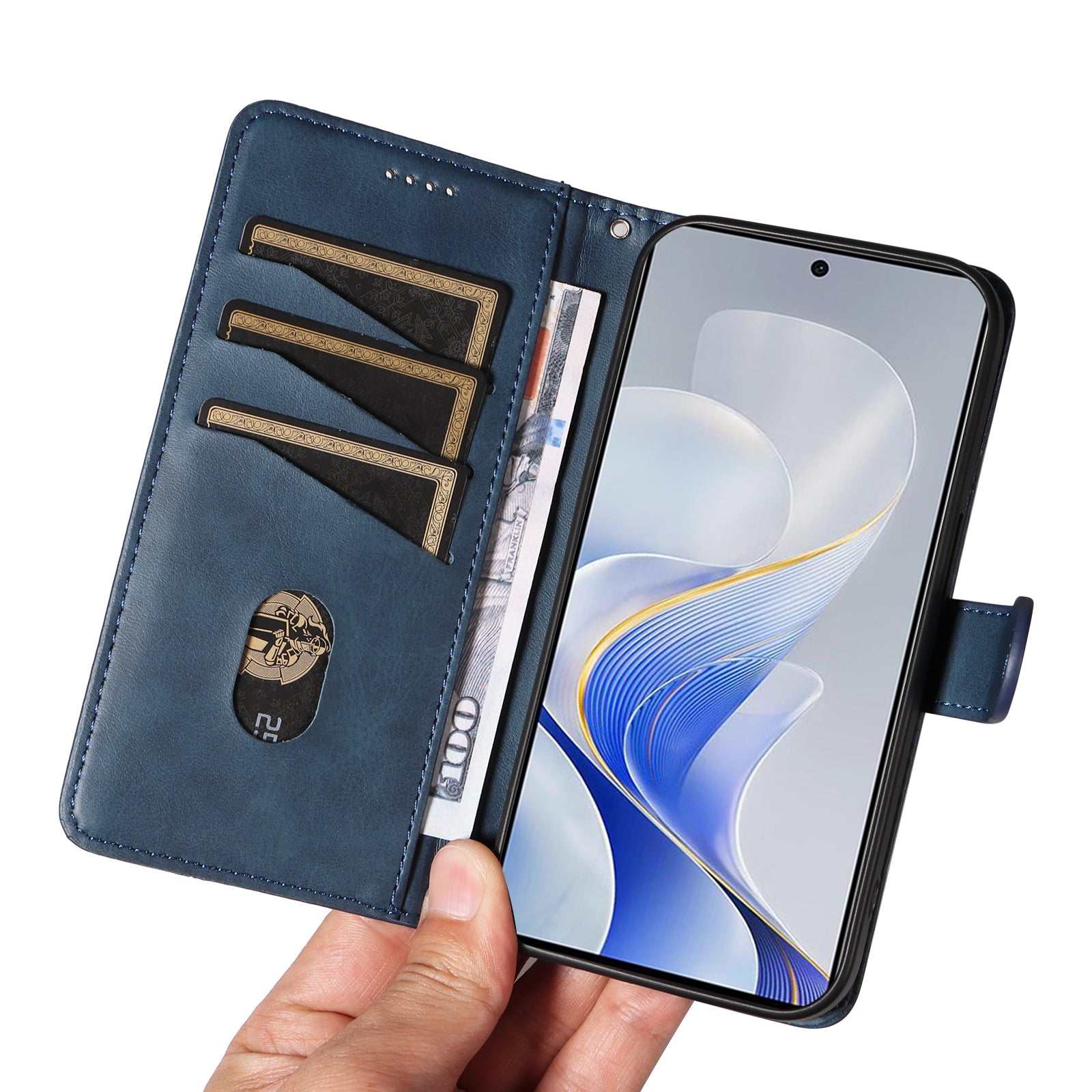 For vivo S19 5G / V40 5G Case Lines Imprint PU Leather Wallet Phone Cover - Blue