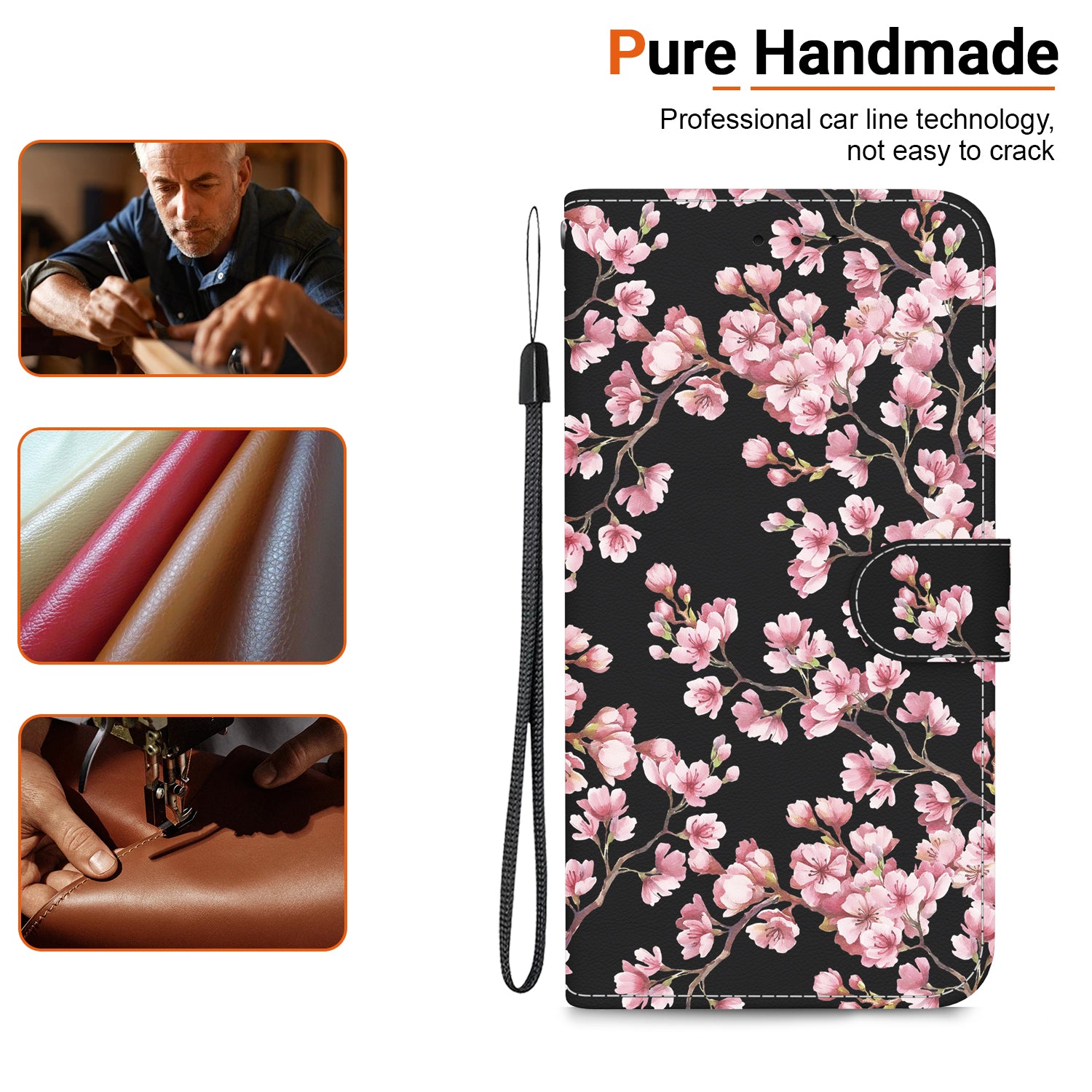 For iPhone 16 Plus Wallet Case Pattern Print Leather Phone Cover - Plum Blossom