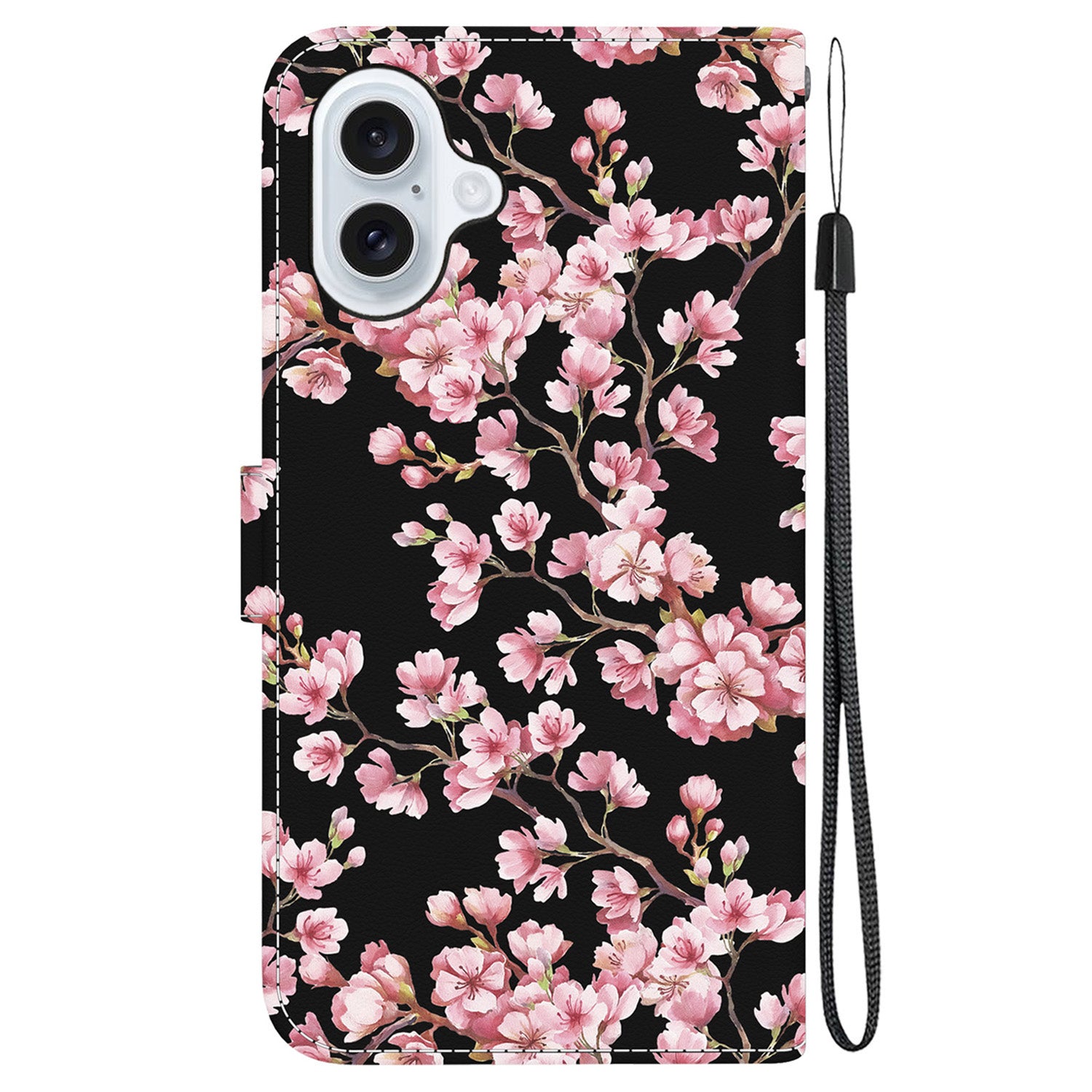 For iPhone 16 Plus Wallet Case Pattern Print Leather Phone Cover - Plum Blossom