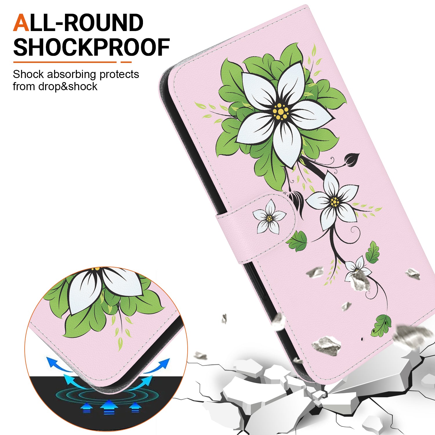 For iPhone 16 Plus Wallet Case Pattern Print Leather Phone Cover - Lily