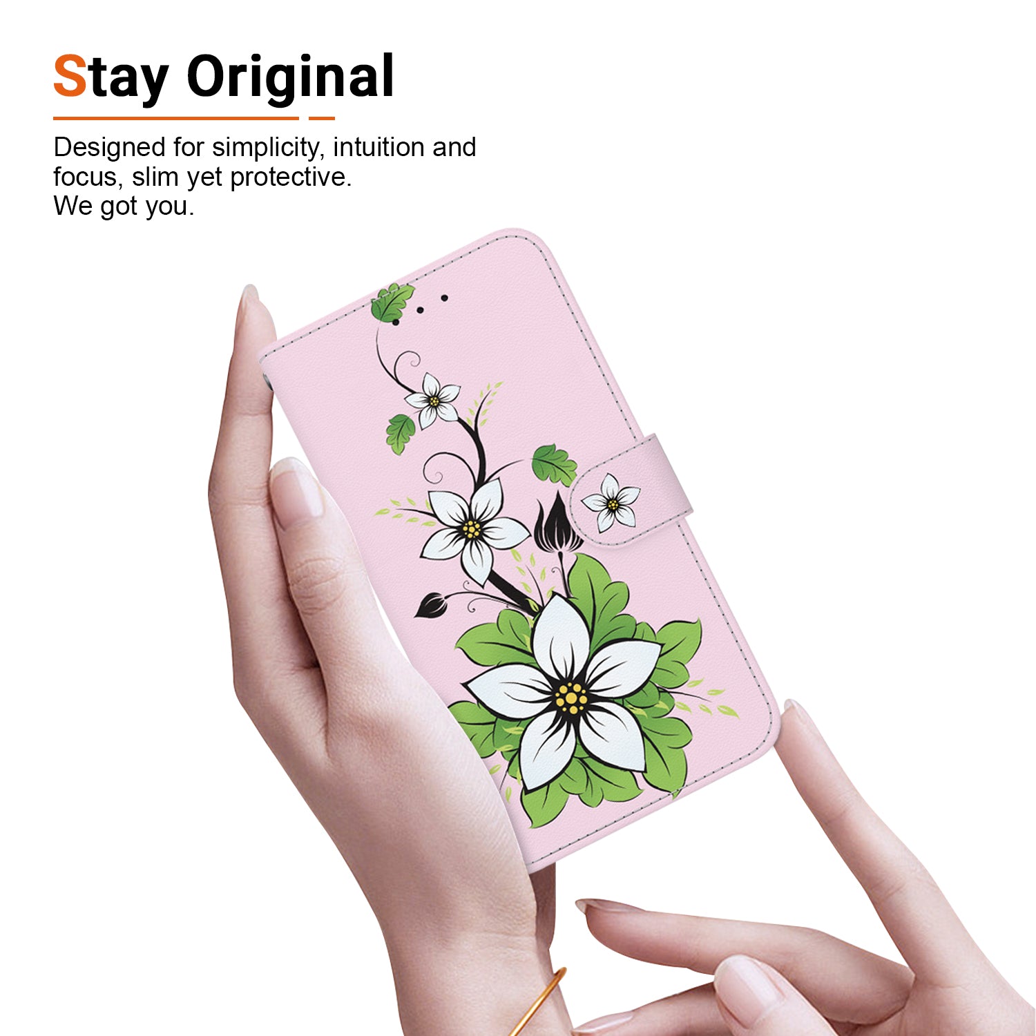 For iPhone 16 Plus Wallet Case Pattern Print Leather Phone Cover - Lily