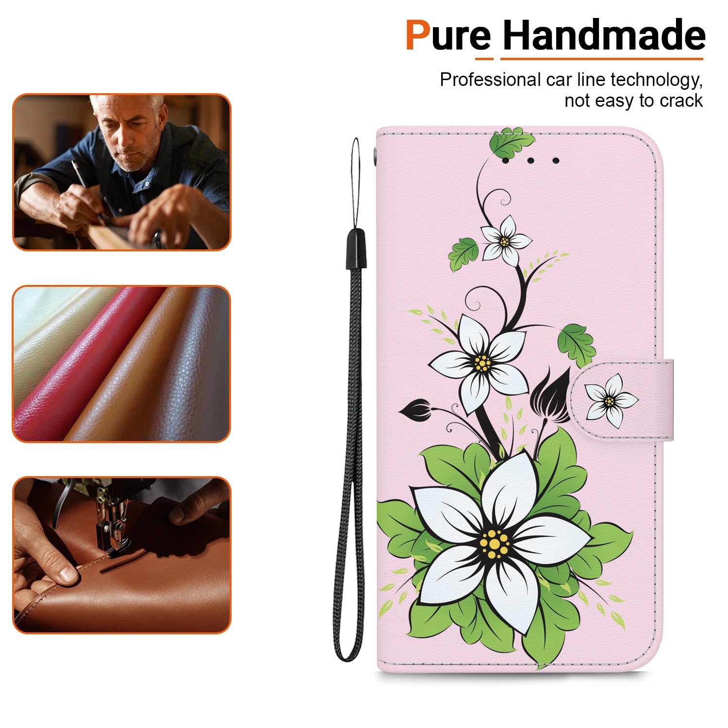 For iPhone 16 Plus Wallet Case Pattern Print Leather Phone Cover - Lily