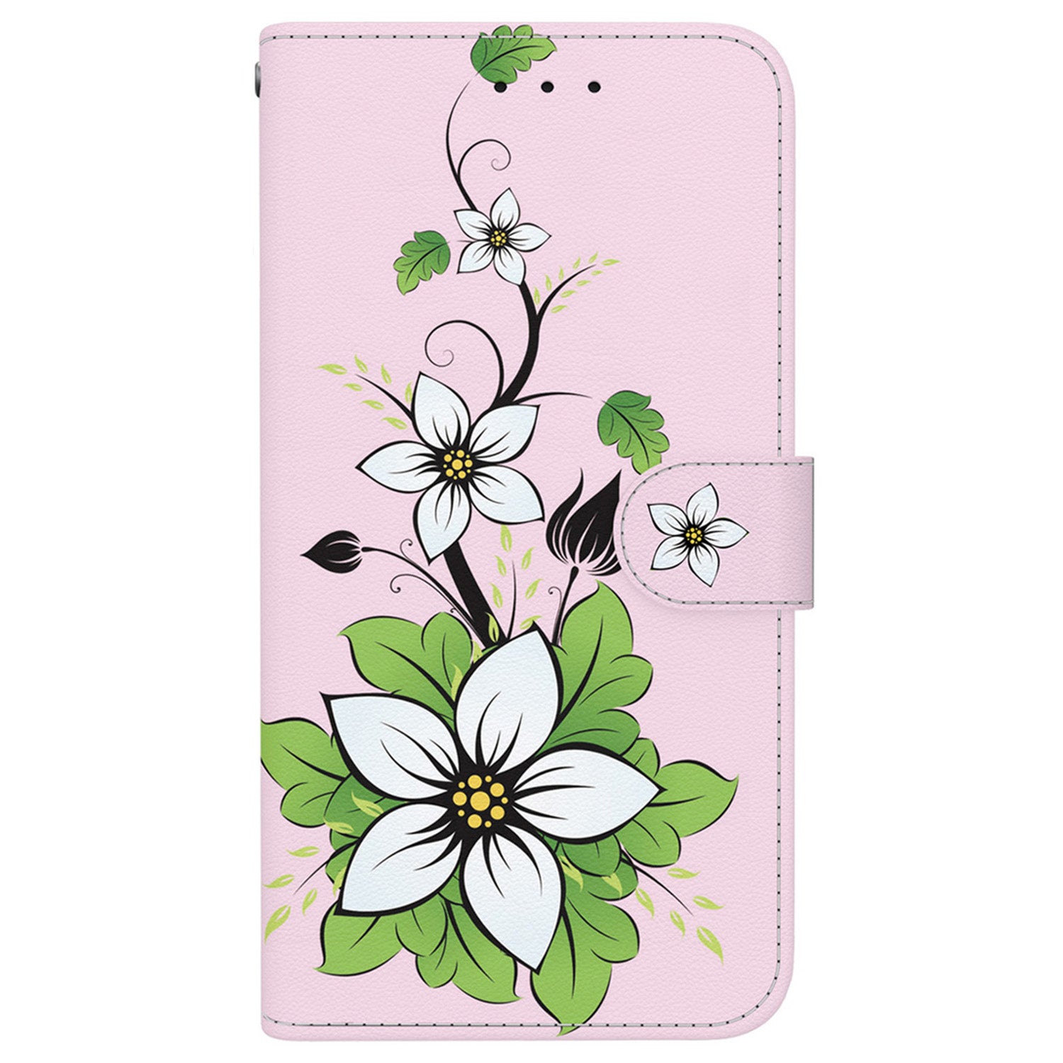 For iPhone 16 Plus Wallet Case Pattern Print Leather Phone Cover - Lily