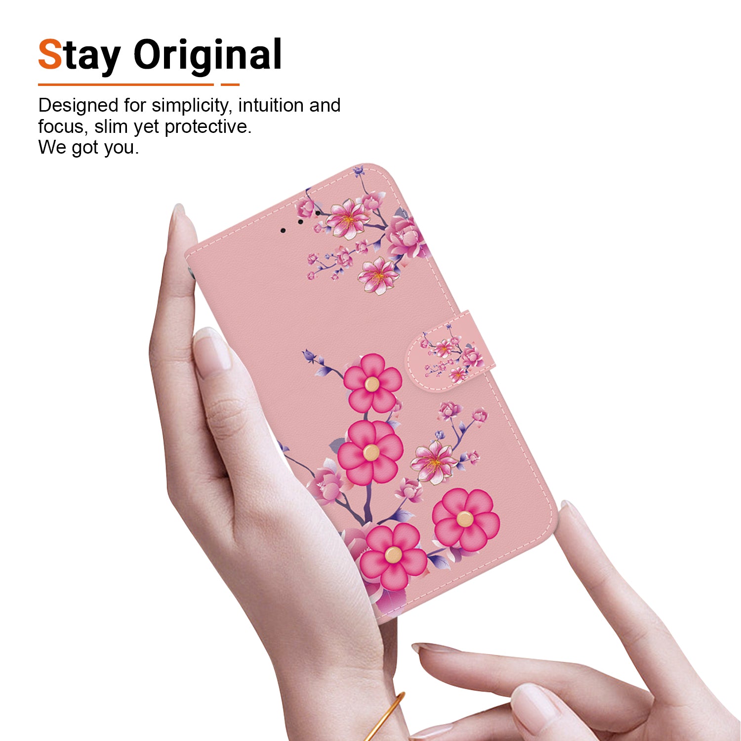 For iPhone 16 Stand Case Pattern Print Leather Wallet Phone Cover - Sakura