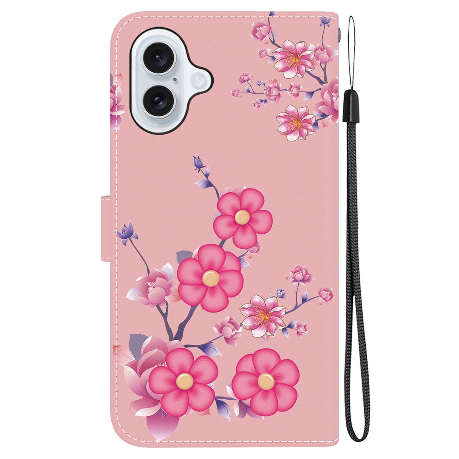 For iPhone 16 Stand Case Pattern Print Leather Wallet Phone Cover - Sakura