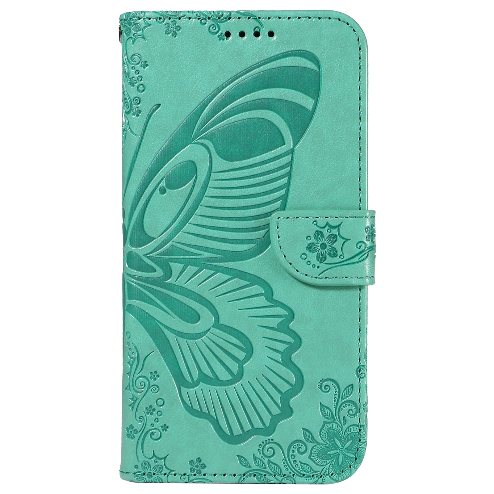 For vivo S19 5G  /  V40 5G Case Wallet Flip Shockproof Floral Butterfly Leather Phone Cover - Green