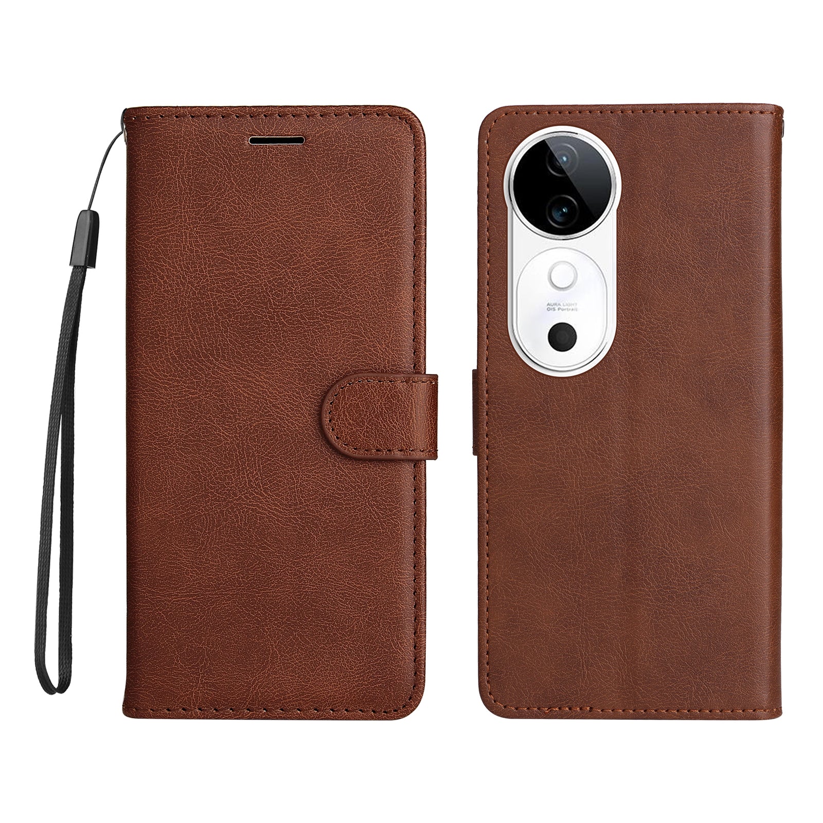 KT Leather Series-2 for vivo S19 5G / V40 5G Case Solid Color Wallet Phone Cover - Brown