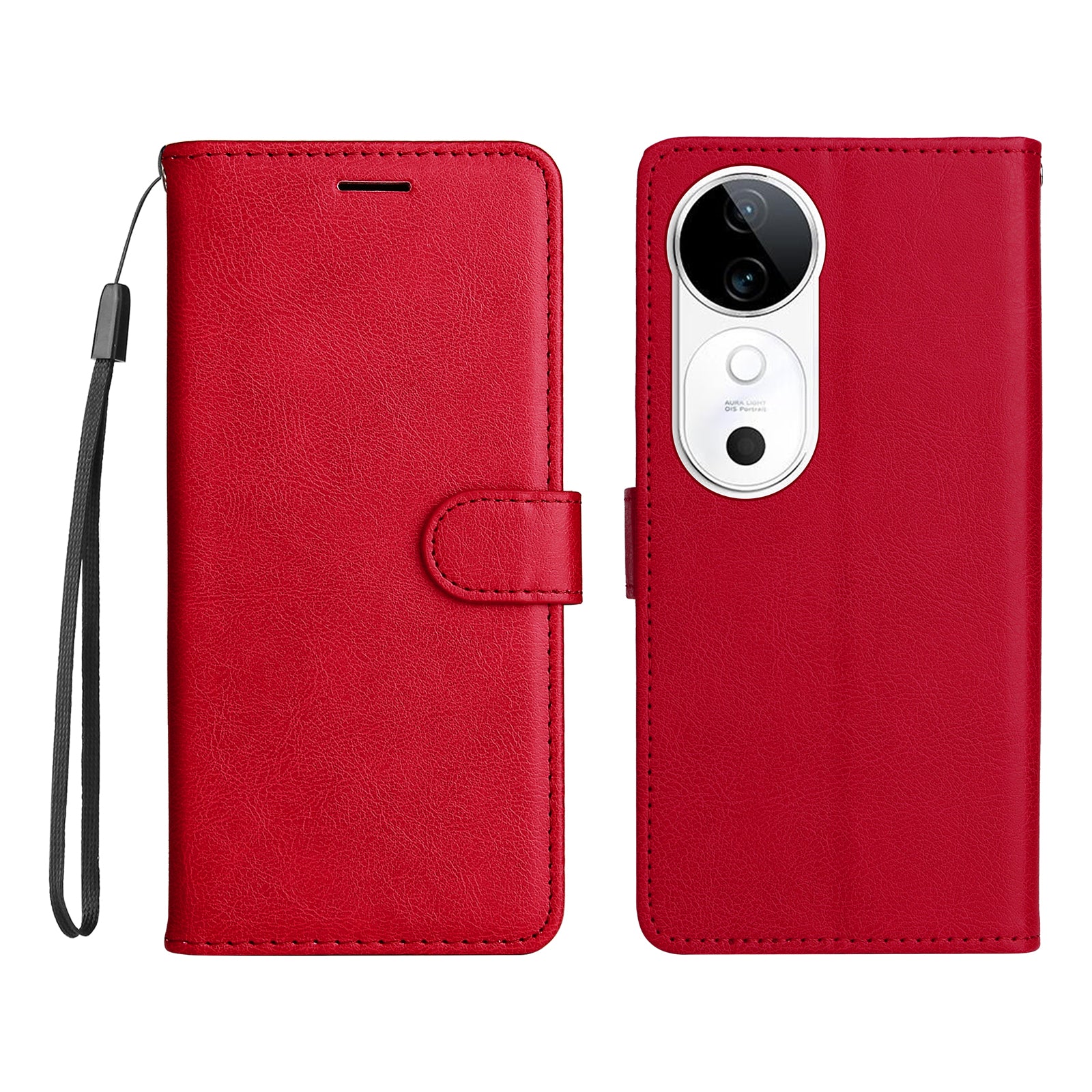 KT Leather Series-2 for vivo S19 5G / V40 5G Case Solid Color Wallet Phone Cover - Red