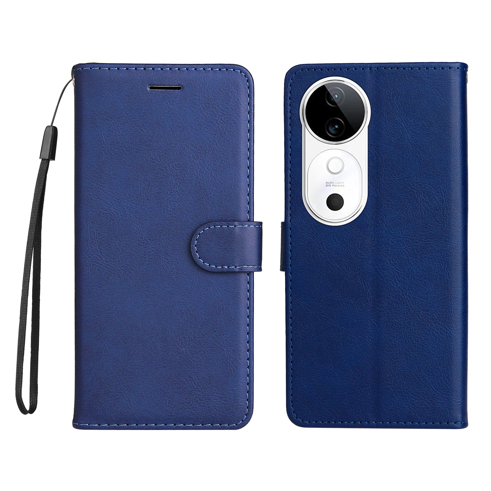 KT Leather Series-2 for vivo S19 5G / V40 5G Case Solid Color Wallet Phone Cover - Blue