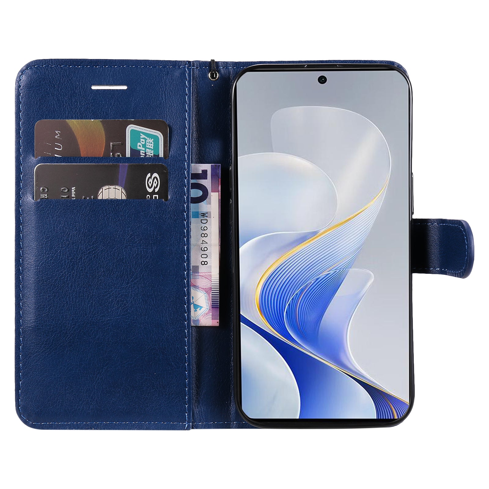 KT Leather Series-2 for vivo S19 5G / V40 5G Case Solid Color Wallet Phone Cover - Blue