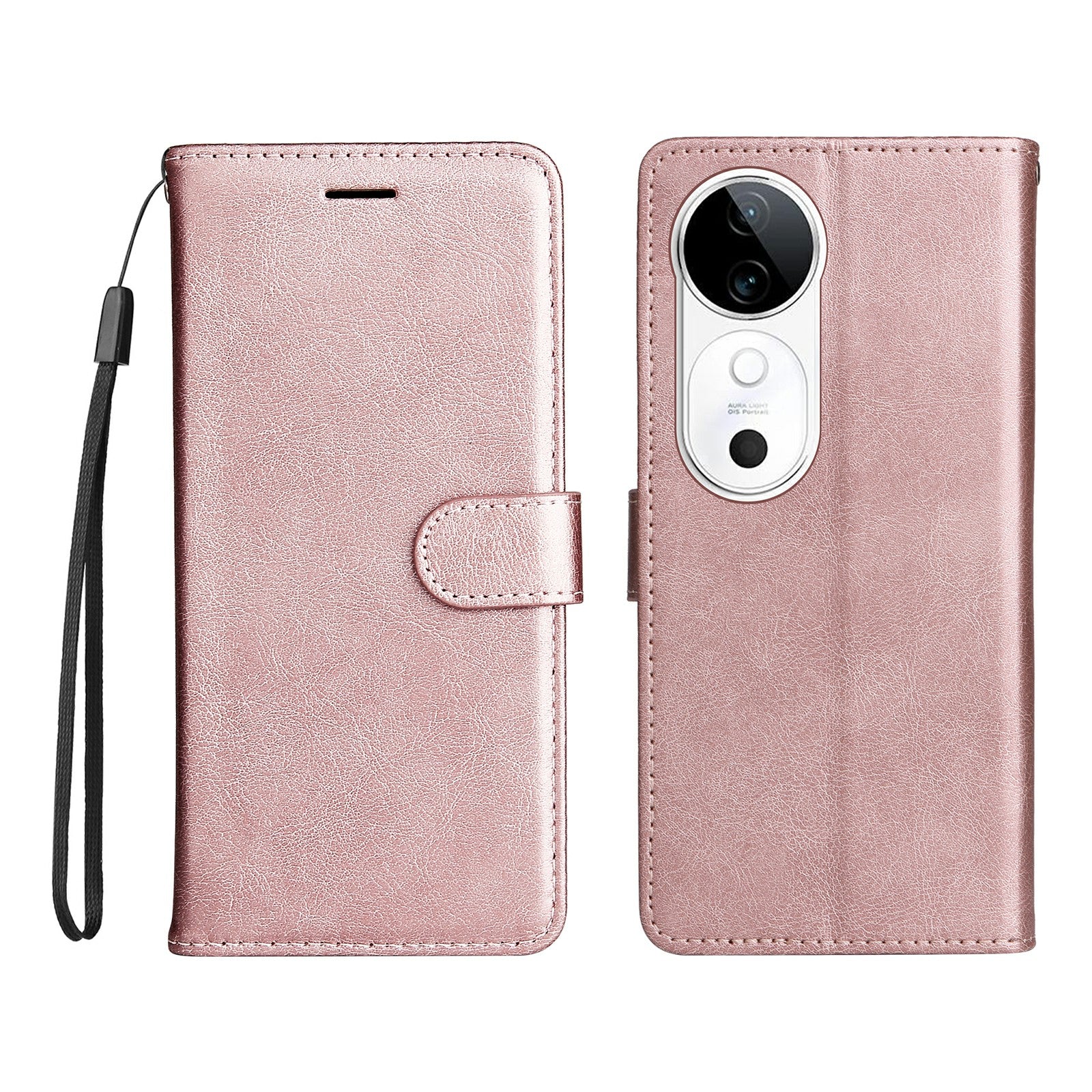 KT Leather Series-2 for vivo S19 5G / V40 5G Case Solid Color Wallet Phone Cover - Rose Gold