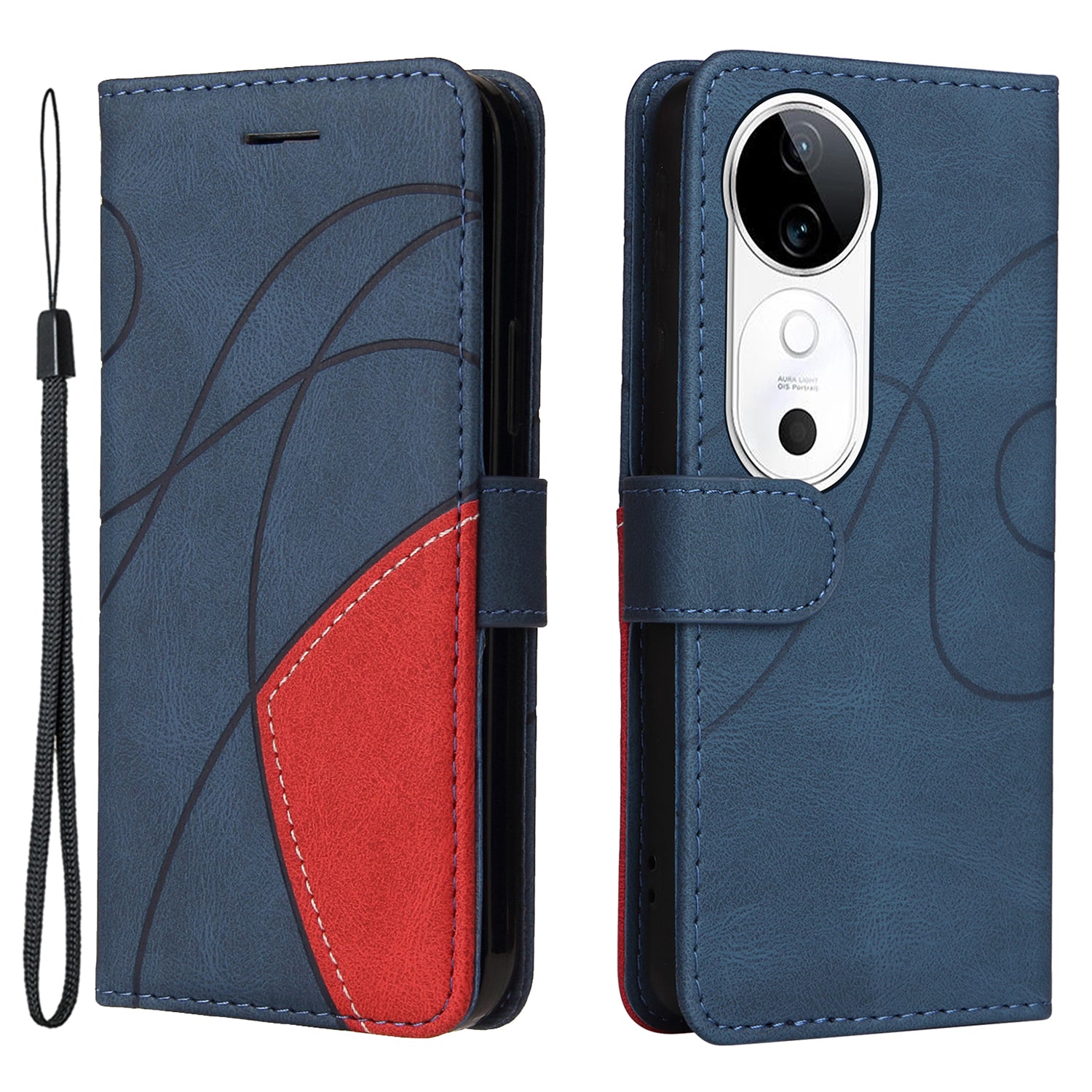 KT Leather Series-1 For vivo S19 5G / V40 5G Case PU Leather Dual Color Phone Cover - Blue