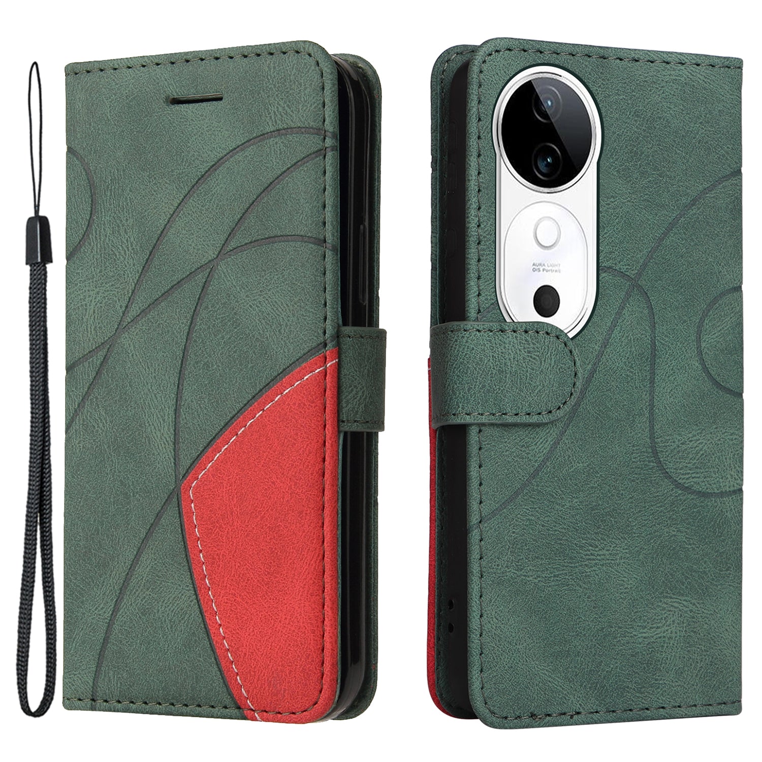 KT Leather Series-1 For vivo S19 5G / V40 5G Case PU Leather Dual Color Phone Cover - Green