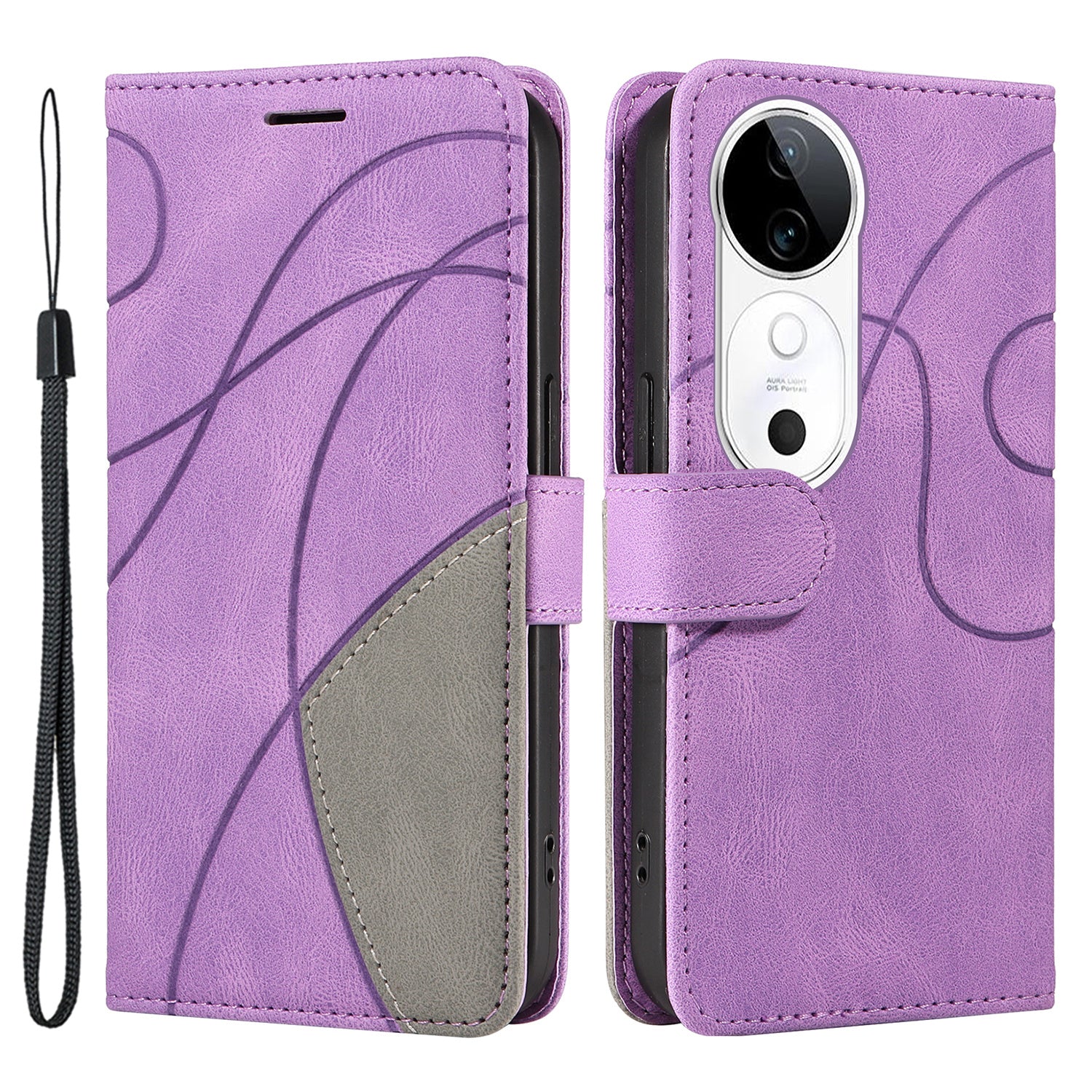 KT Leather Series-1 For vivo S19 5G / V40 5G Case PU Leather Dual Color Phone Cover - Light Purple