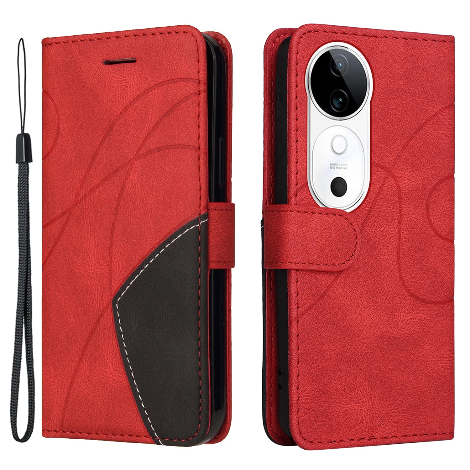 KT Leather Series-1 For vivo S19 5G / V40 5G Case PU Leather Dual Color Phone Cover - Red