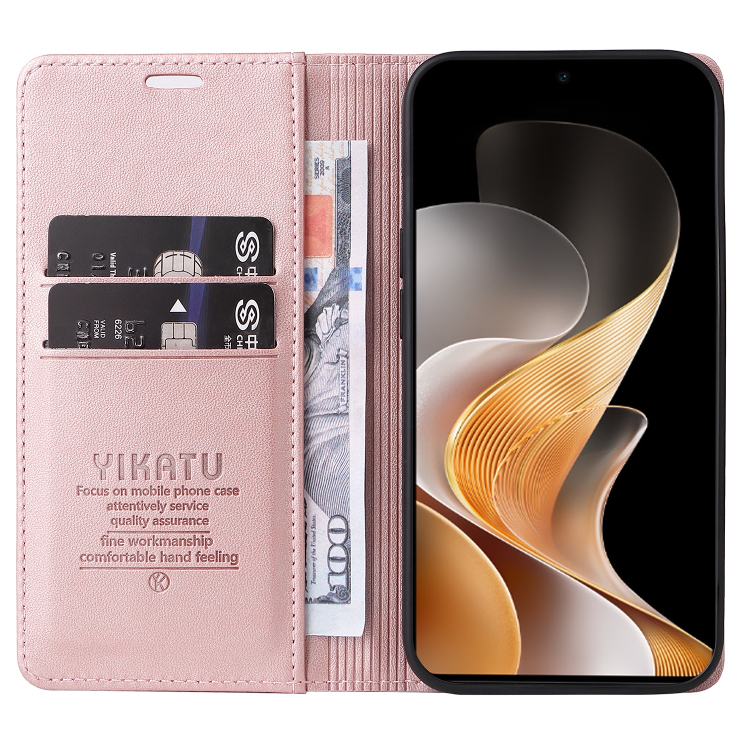 YIKATU YK-001 For vivo S19 5G / V40 5G Case Strong Magnetic Leather Phone Cover - Rose Gold