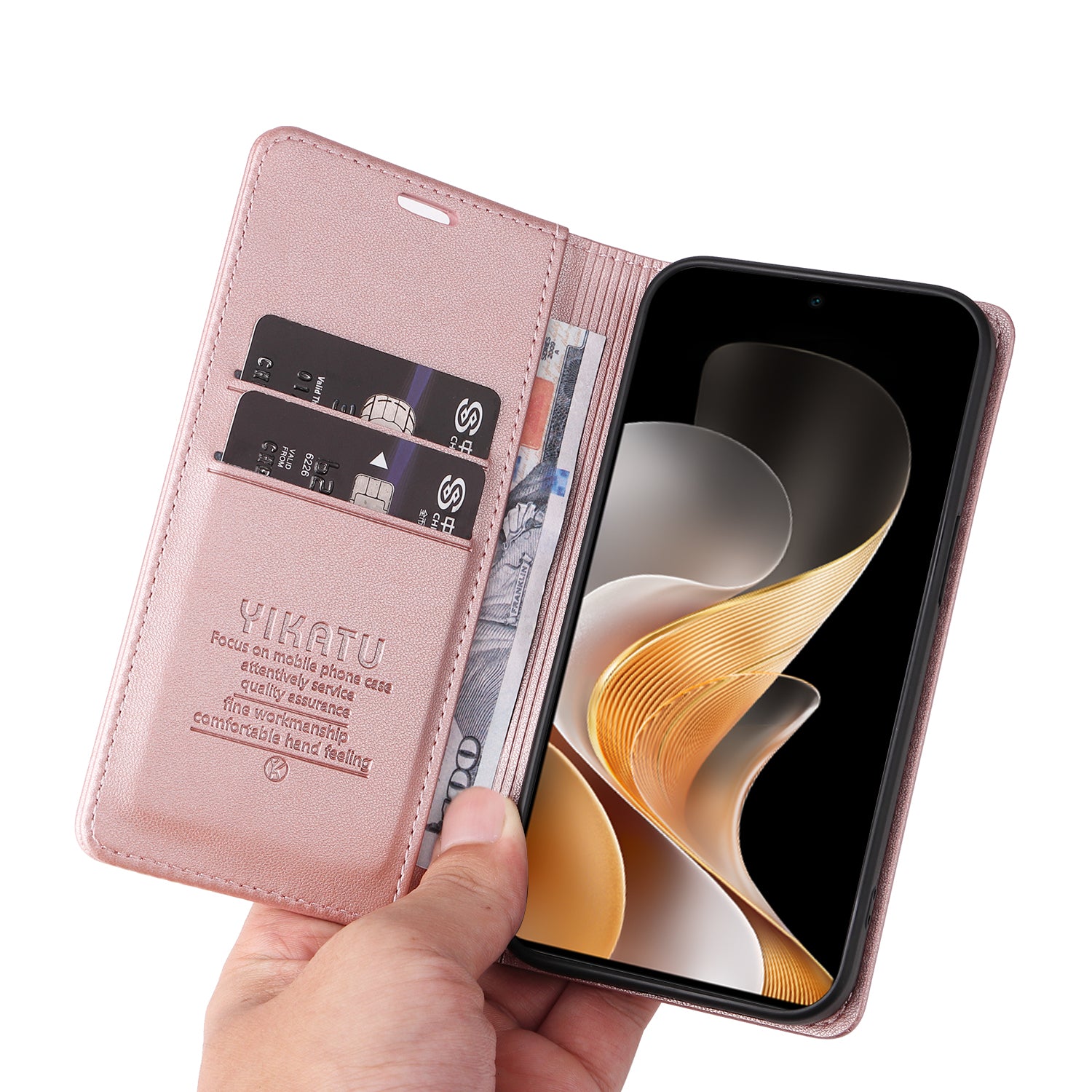 YIKATU YK-001 For vivo S19 5G / V40 5G Case Strong Magnetic Leather Phone Cover - Rose Gold